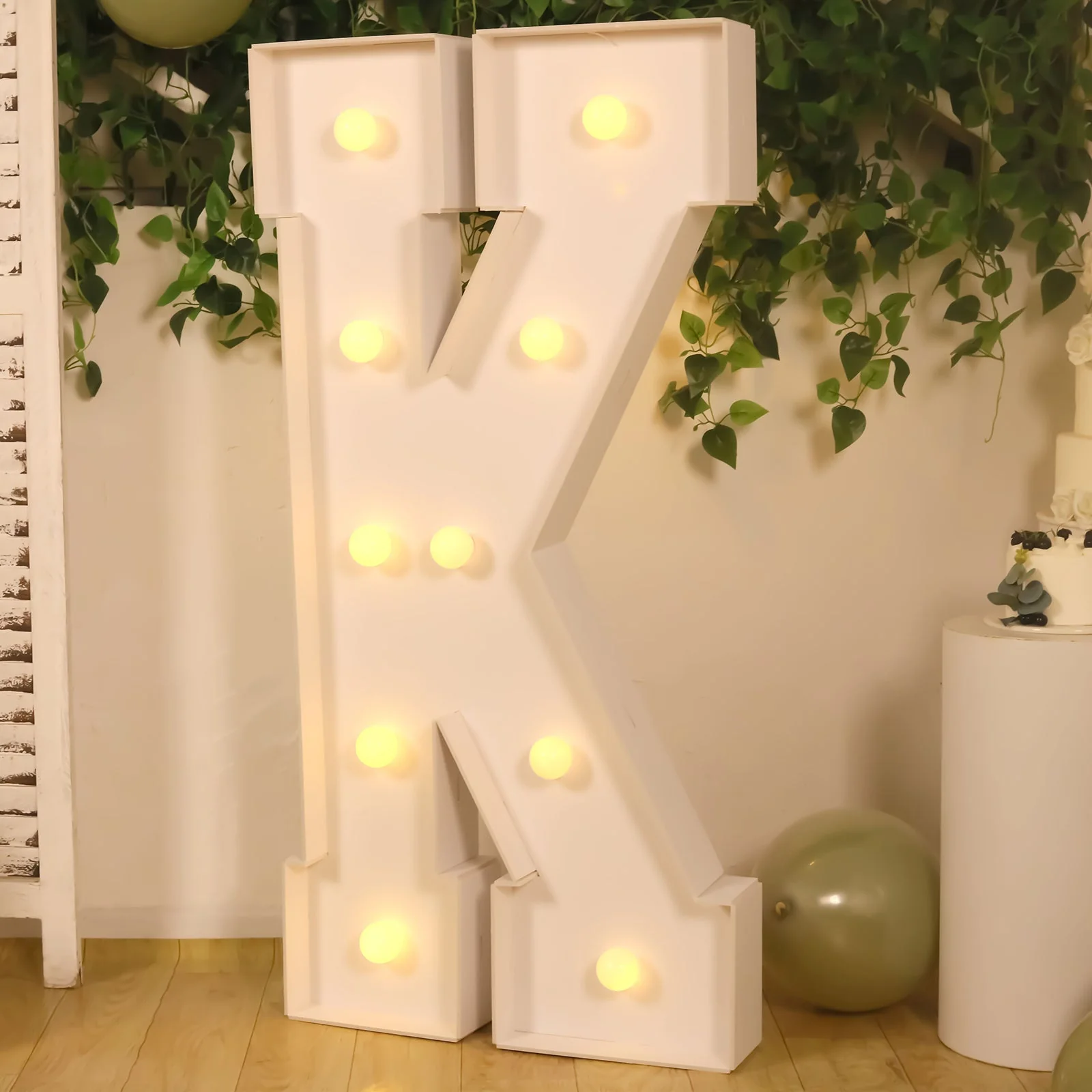 4ft Giant LED Marquee Letter "K", White Pre-Cut Foam Board with 10 Warm White Battery Operated LEDs, Glue Gun and Sticks - Image 7