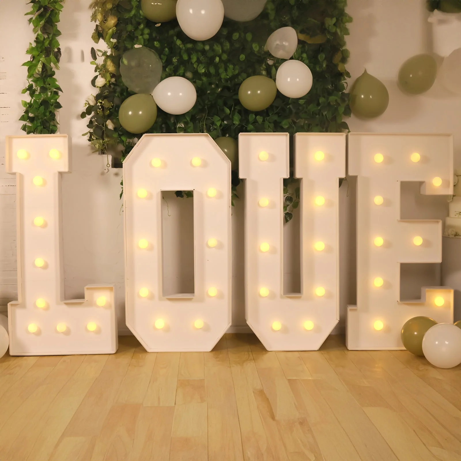 4ft Giant LED Marquee Letter "L", White Pre-Cut Foam Board with 10 Warm White Battery Operated LEDs, Glue Gun and Sticks - Image 2