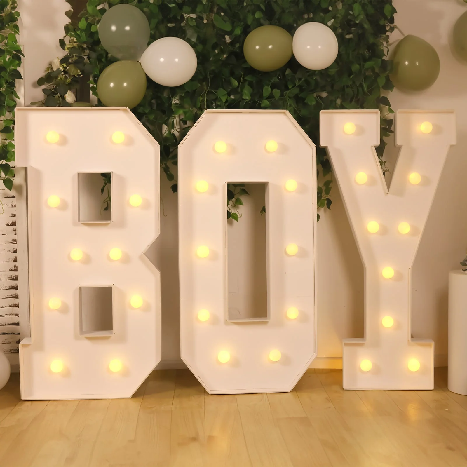 4ft Giant LED Marquee Letter "O", White Pre-Cut Foam Board with 10 Warm White Battery Operated LEDs, Glue Gun and Sticks - Image 2