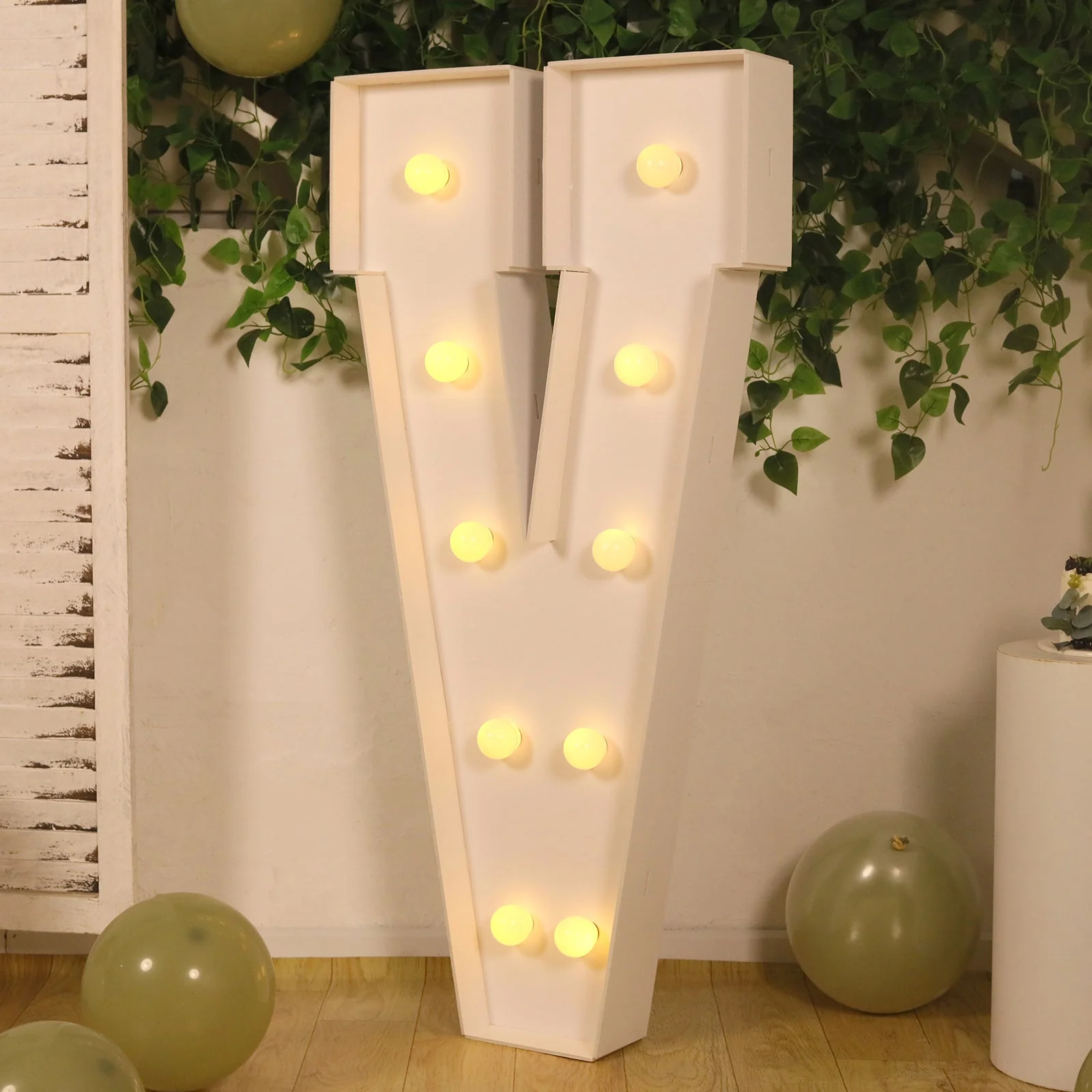 4ft Giant LED Marquee Letter "V", White Pre-Cut Foam Board with 10 Warm White Battery Operated LEDs, Glue Gun and Sticks - Image 2