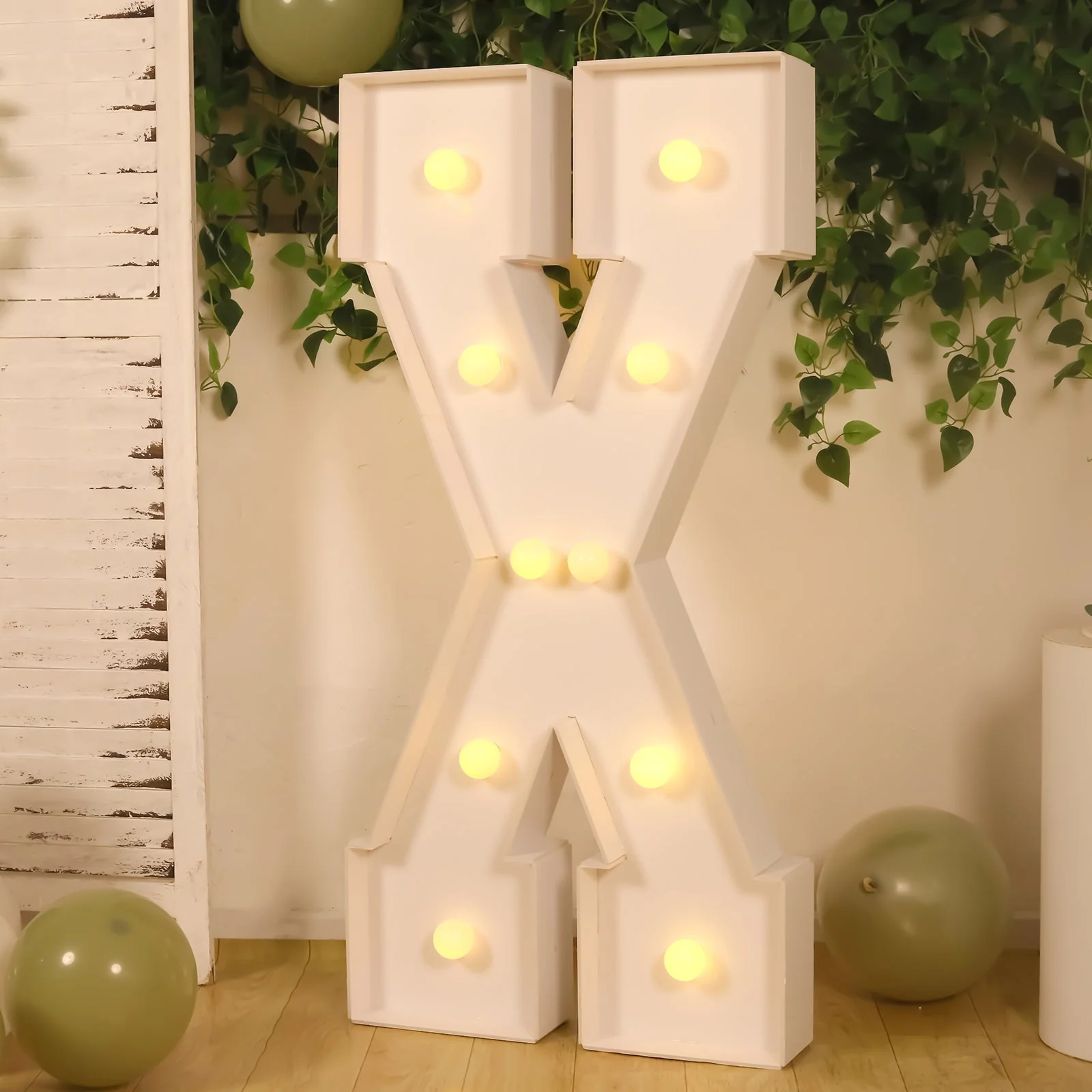 4ft Giant LED Marquee Letter "X", White Pre-Cut Foam Board with 10 Warm White Battery Operated LEDs, Glue Gun and Sticks - Image 2