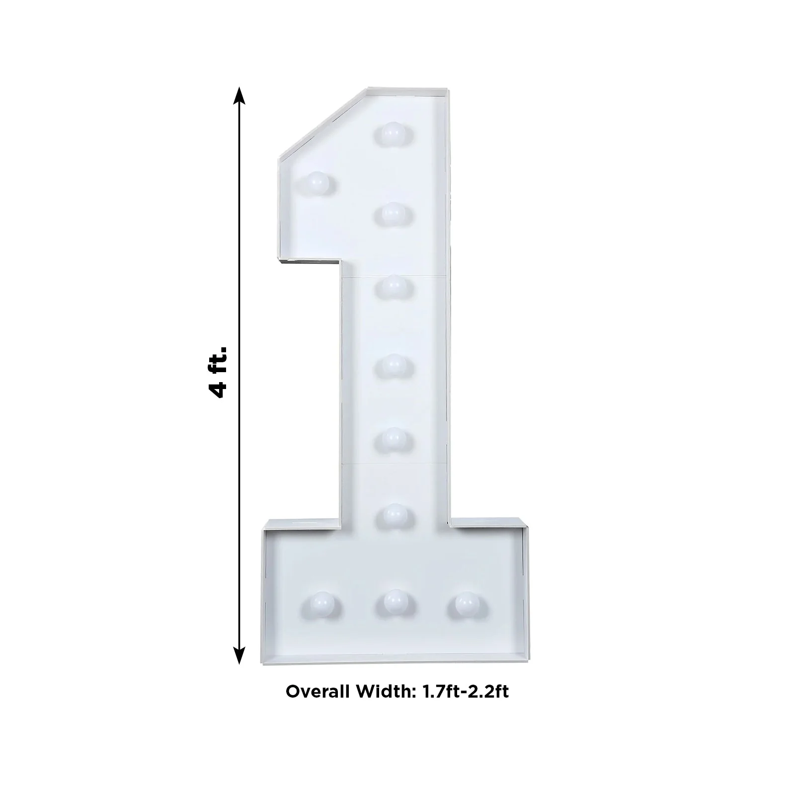 4ft Giant LED Marquee Number "1", White Pre-Cut Foam Board with 10 Warm White Battery Operated LEDs, Glue Gun and Sticks - Image 3