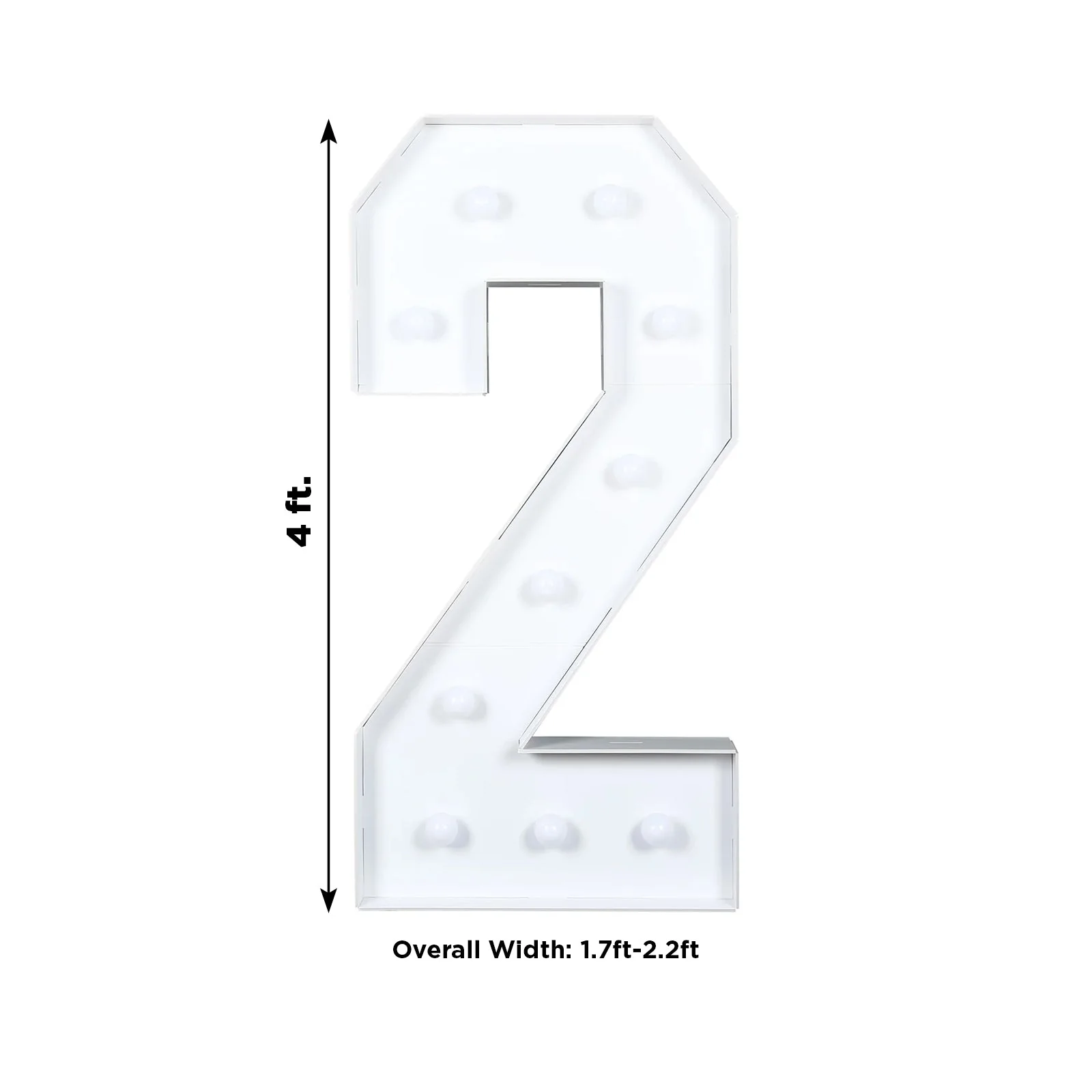 4ft Giant LED Marquee Number "2", White Pre-Cut Foam Board with 10 Warm White Battery Operated LEDs, Glue Gun and Sticks - Image 3