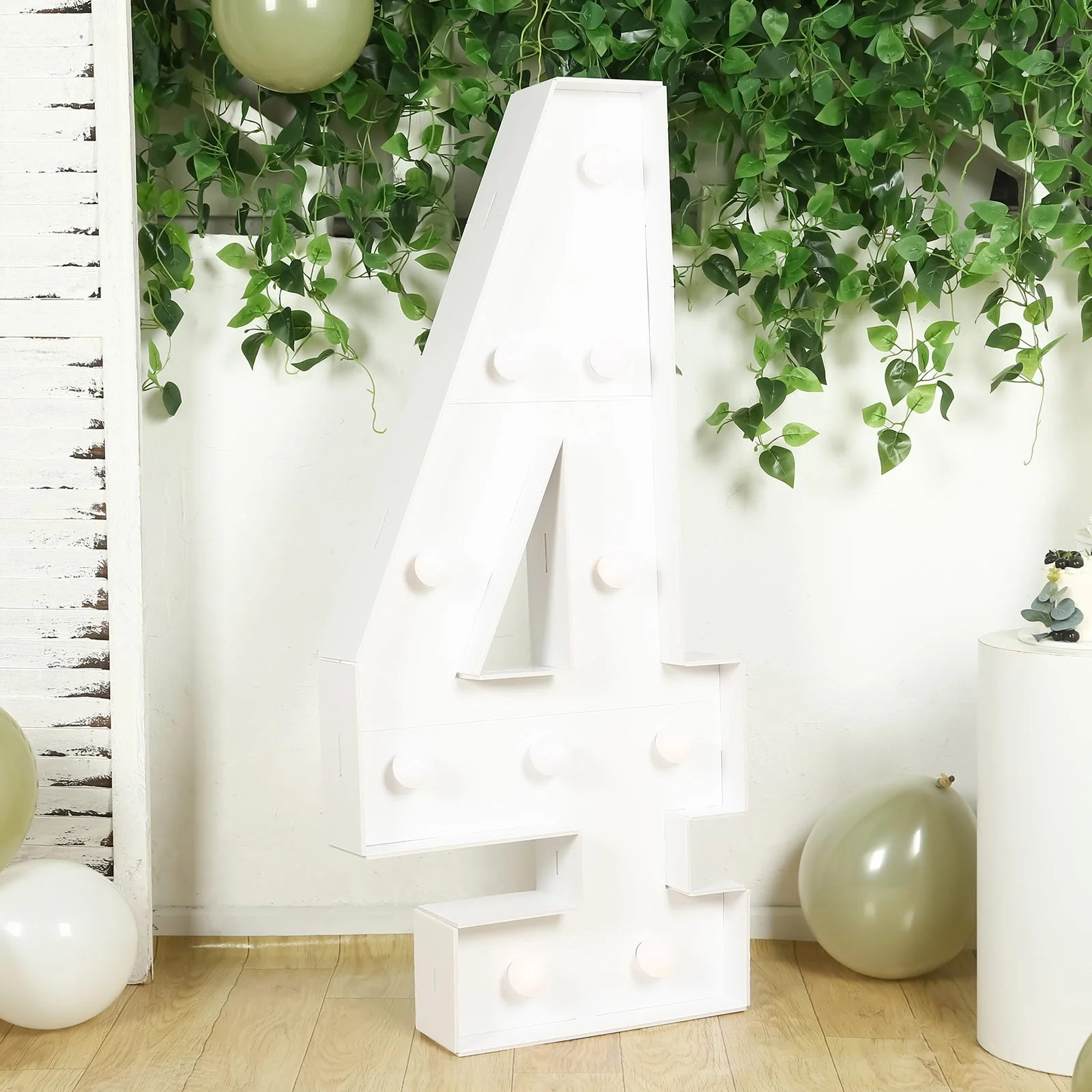 4ft Giant LED Marquee Number "4", White Pre-Cut Foam Board with 10 Warm White Battery Operated LEDs, Glue Gun and Sticks - Image 8