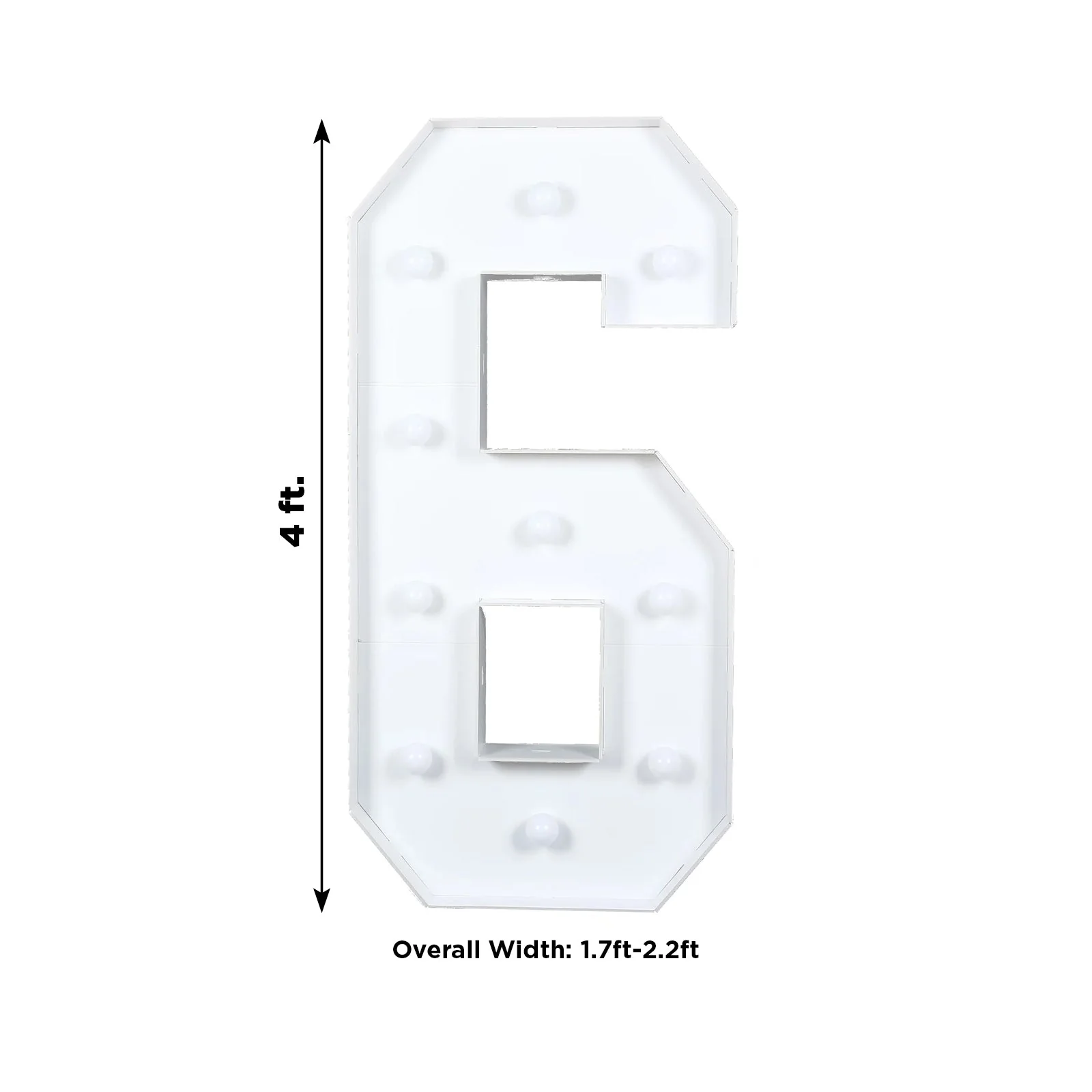 4ft Giant LED Marquee Number "6", White Pre-Cut Foam Board with 10 Warm White Battery Operated LEDs, Glue Gun and Sticks - Image 3
