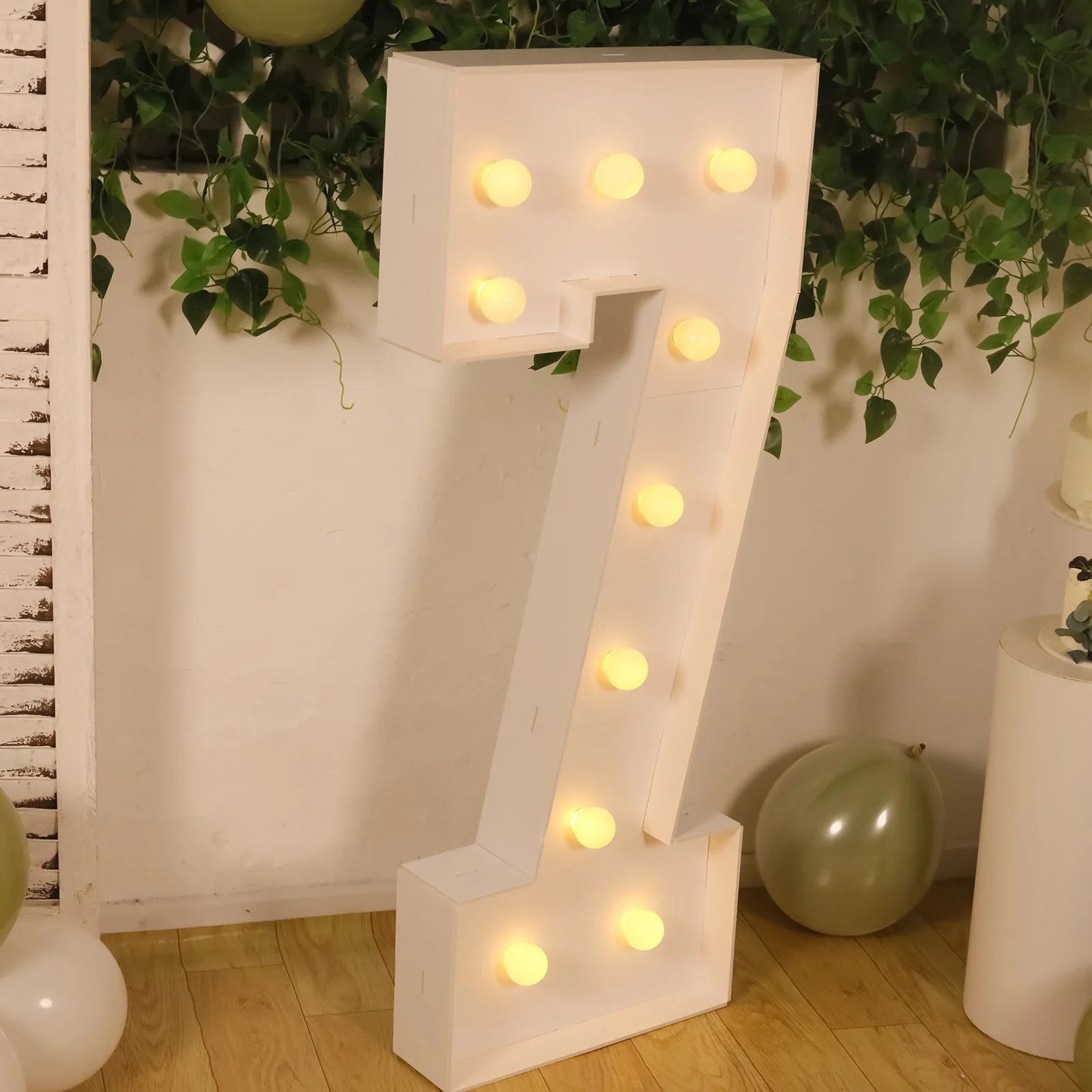 4ft Giant LED Marquee Number "7", White Pre-Cut Foam Board with 10 Warm White Battery Operated LEDs, Glue Gun and Sticks - Image 2