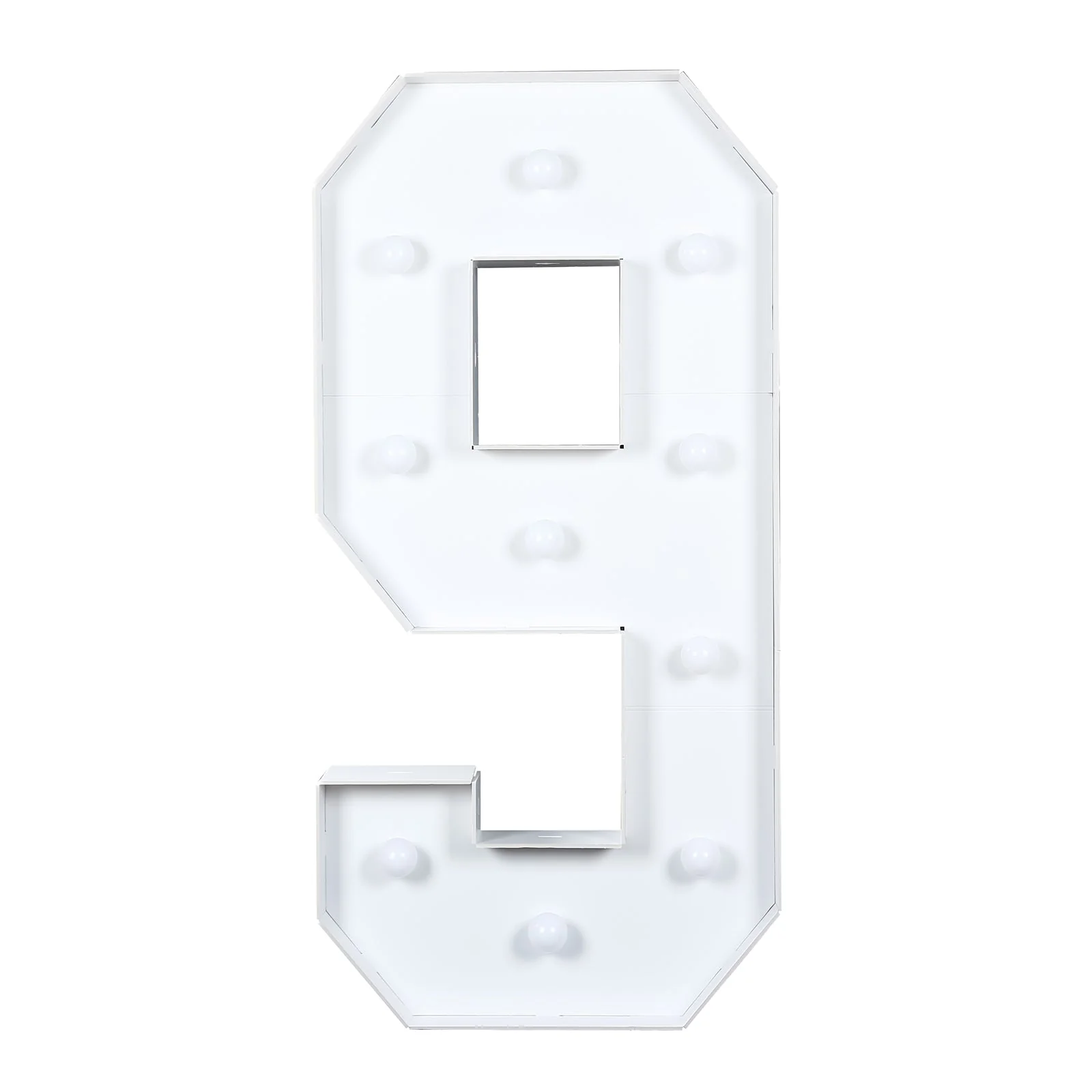 4ft Giant LED Marquee Number "9", White Pre-Cut Foam Board with 10 Warm White Battery Operated LEDs, Glue Gun and Sticks - Image 6