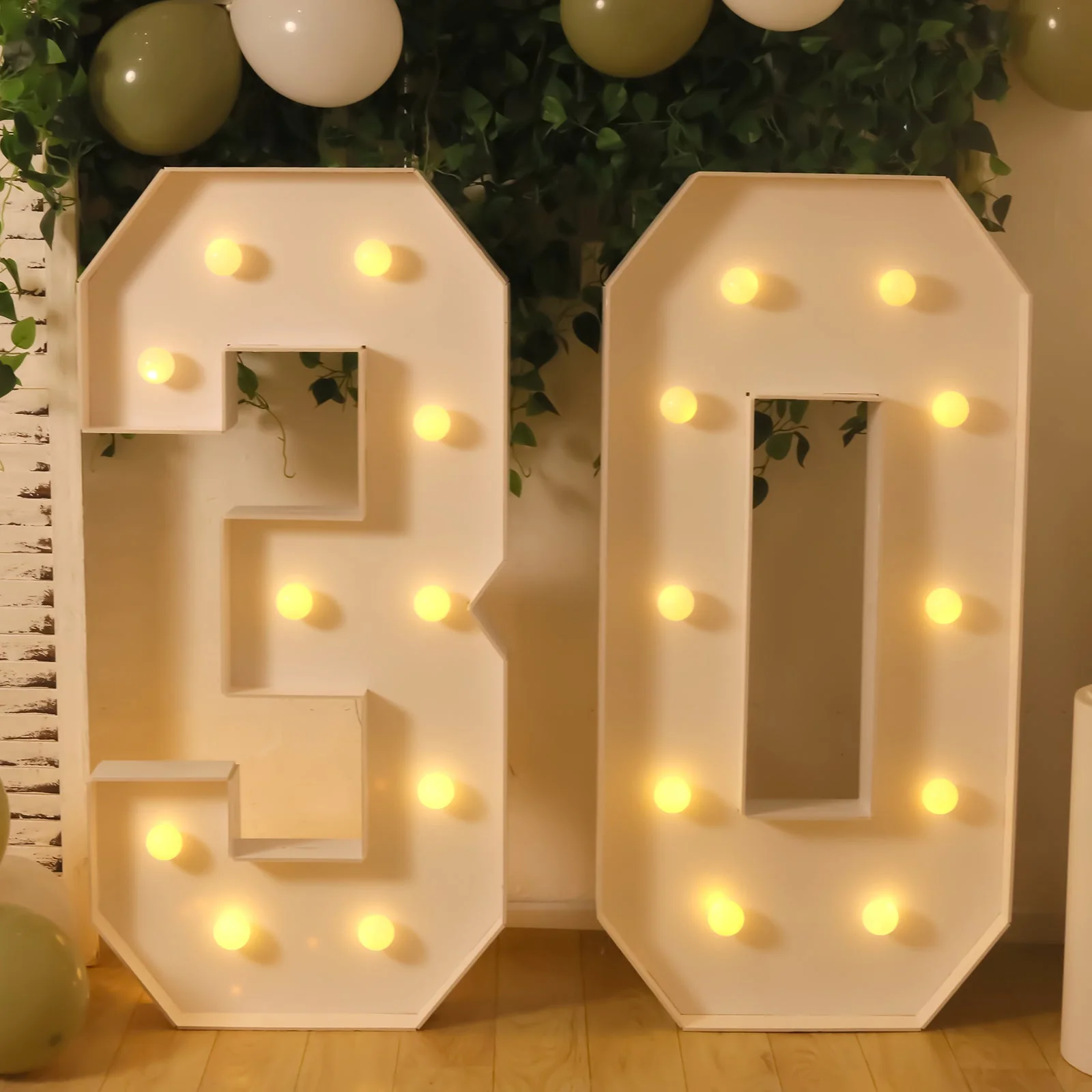 4ft Giant LED Marquee Number "0", White Pre-Cut Foam Board with 10 Warm White Battery Operated LEDs, Glue Gun and Sticks - Image 2