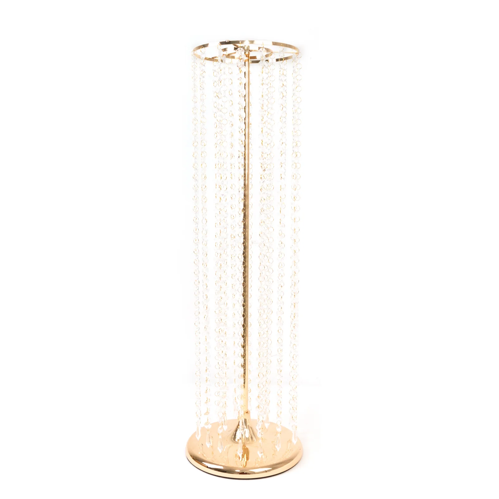 4-Pack Metal Flower Stand Vases in Gold with Hanging Crystal Beads – 32" Tall Decorative Column Centerpieces for Events and Table Décor - Image 2