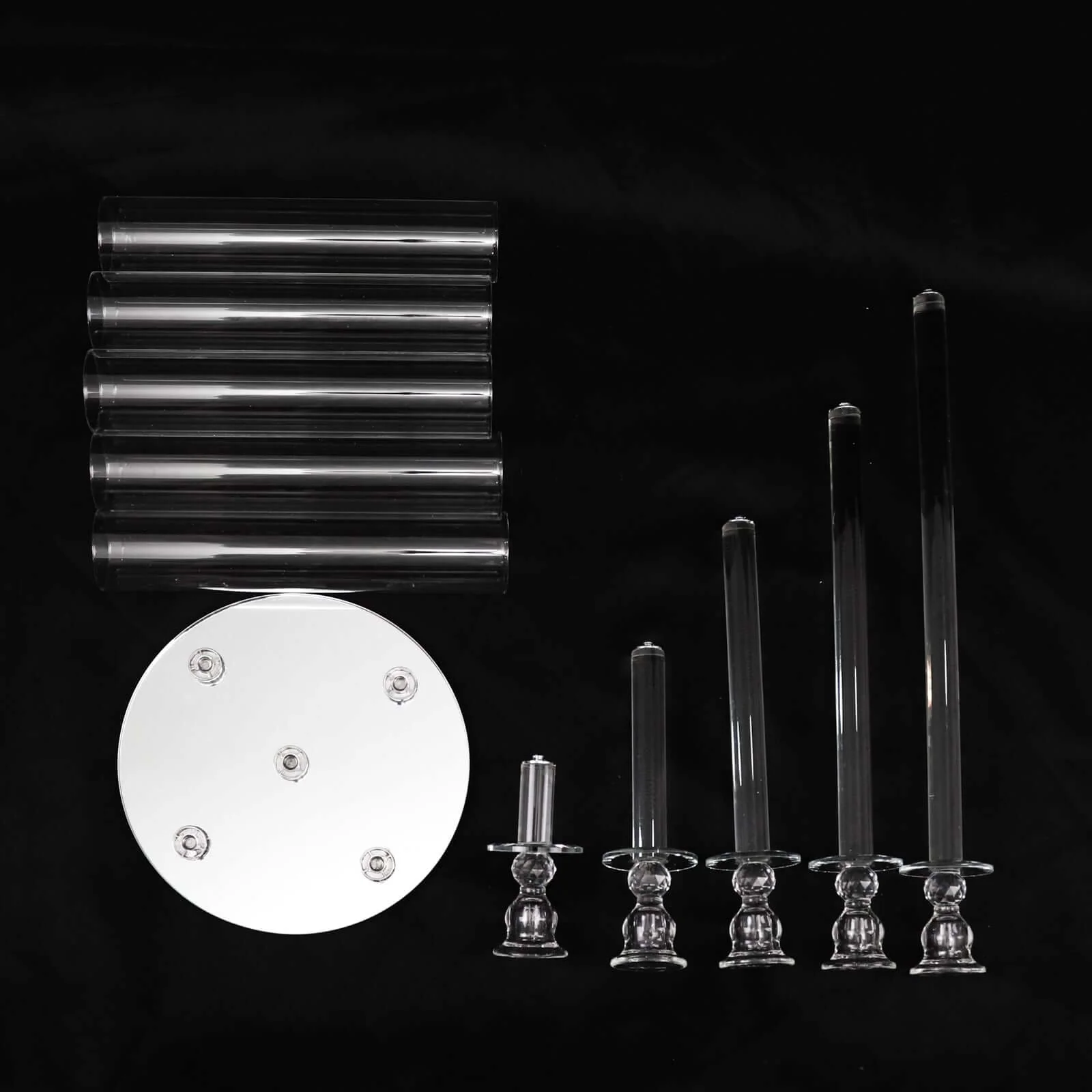 5-Arm Crystal Glass Candelabra Round Taper Design 32" Clear - Stylish Candle Holder Table Centerpiece - Image 5