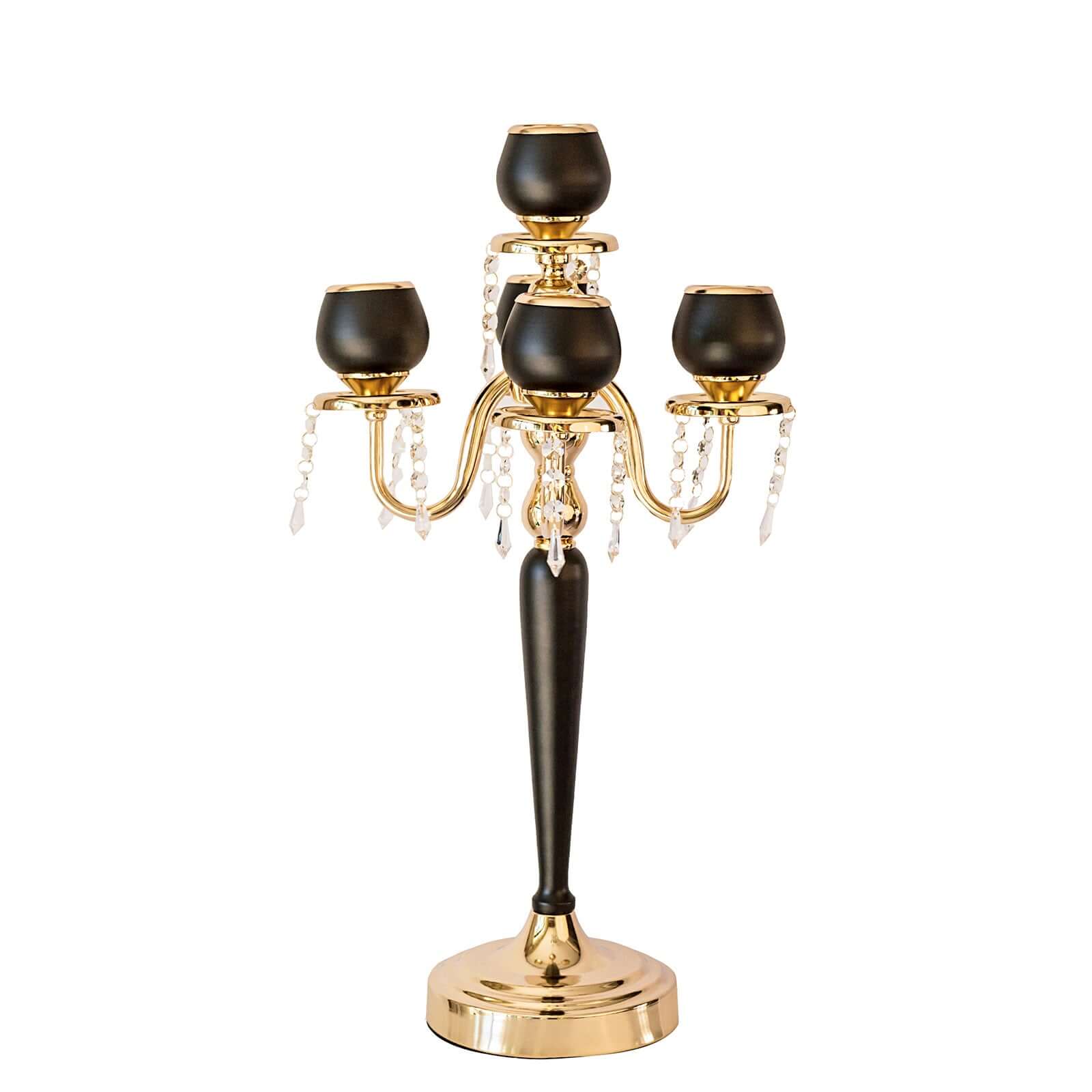 5-Arm Metal Tealight Candelabra Gold/Black 25" - Stylish Table Centerpiece for Events - Image 7