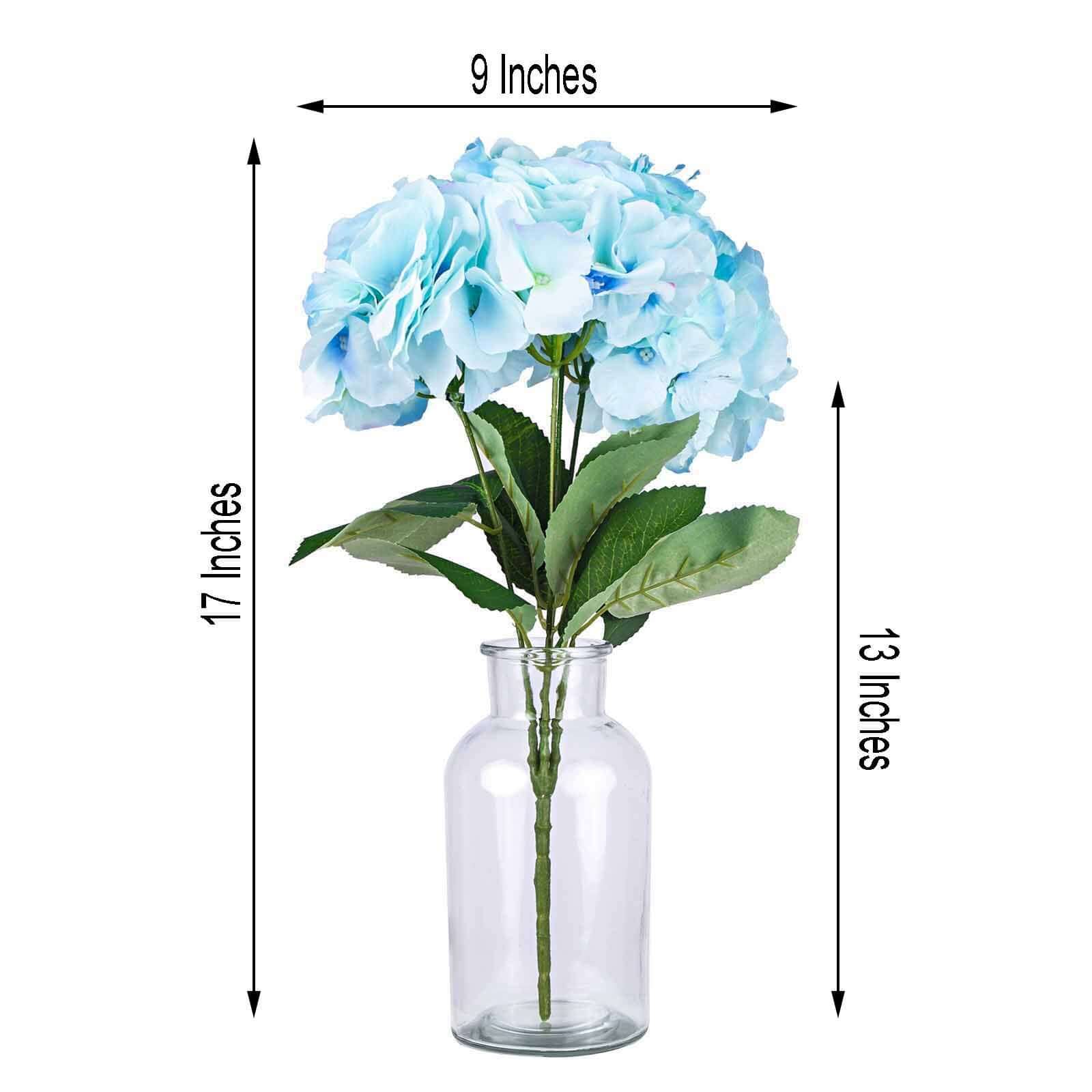 5 Bushes Light Blue Artificial Silk Hydrangea Flower Bouquets - Image 3