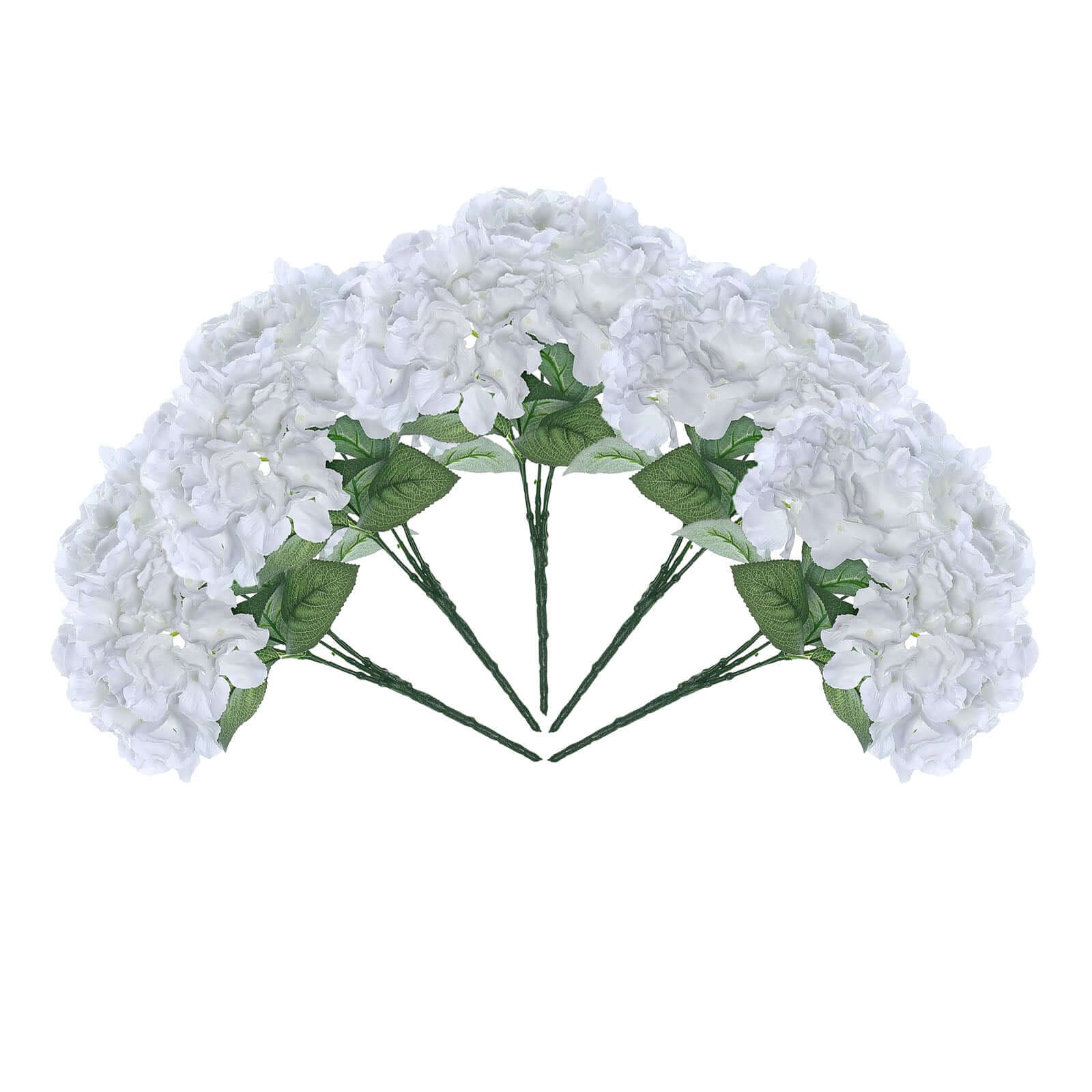 5 Bushes White Artificial Silk Hydrangea Flower Bouquets - Image 6