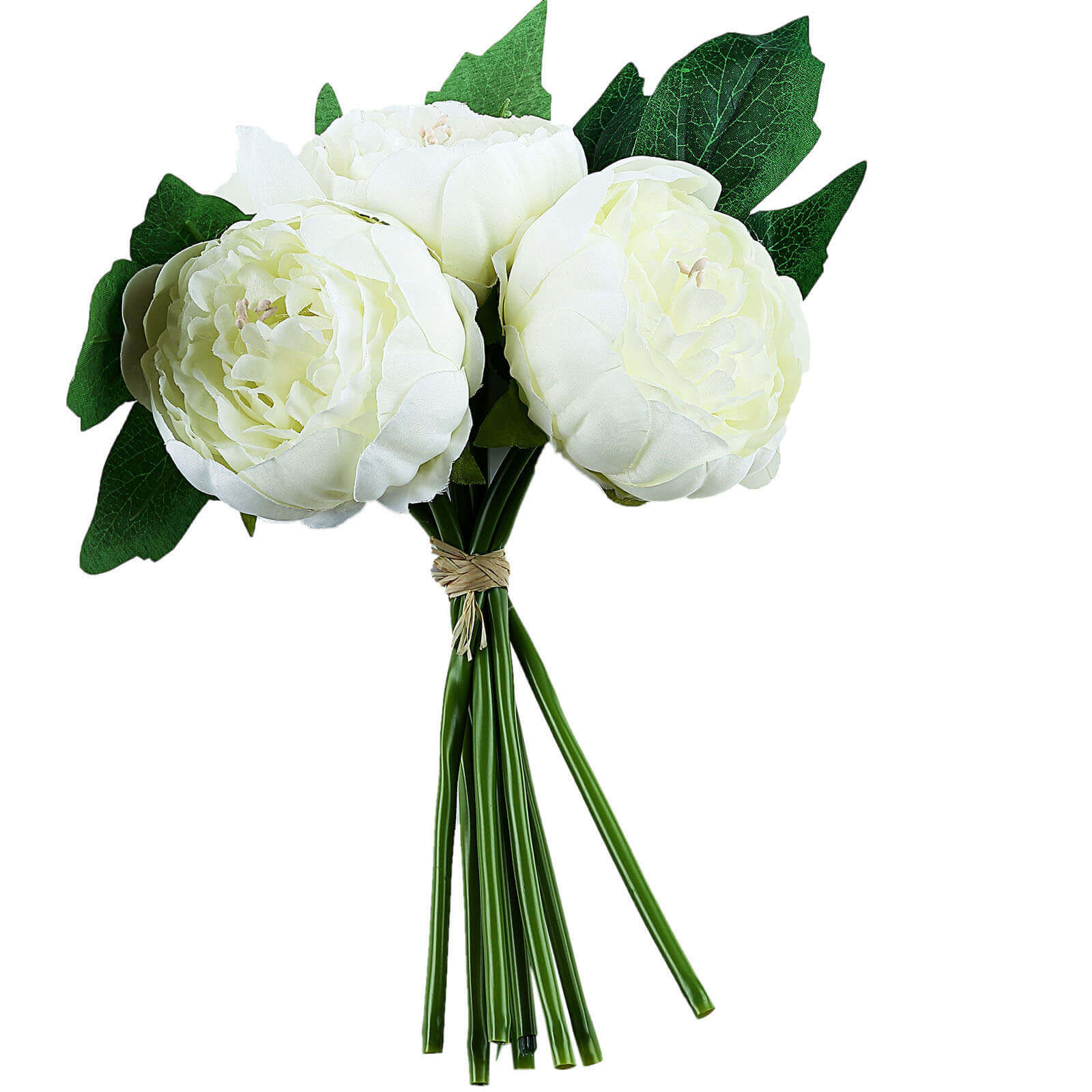 5 Flower Head Cream Peony Bouquet Artificial Silk Peonies Spray - Image 15