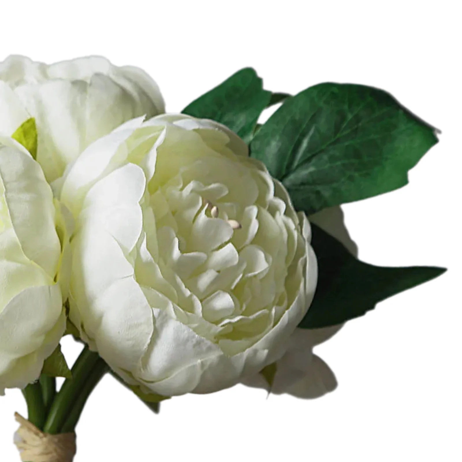 5 Flower Head Cream Peony Bouquet Artificial Silk Peonies Spray - Image 7