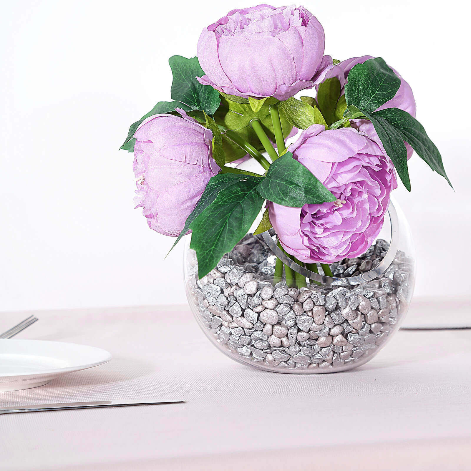 5 Flower Head Lavender Lilac Peony Bouquet Artificial Silk Peonies Spray - Image 10