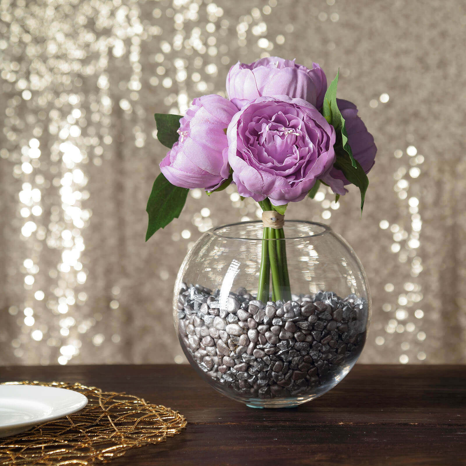5 Flower Head Lavender Lilac Peony Bouquet Artificial Silk Peonies Spray - Image 11