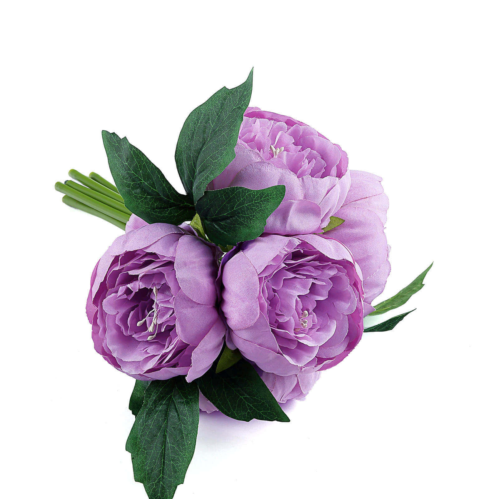 5 Flower Head Lavender Lilac Peony Bouquet Artificial Silk Peonies Spray - Image 15