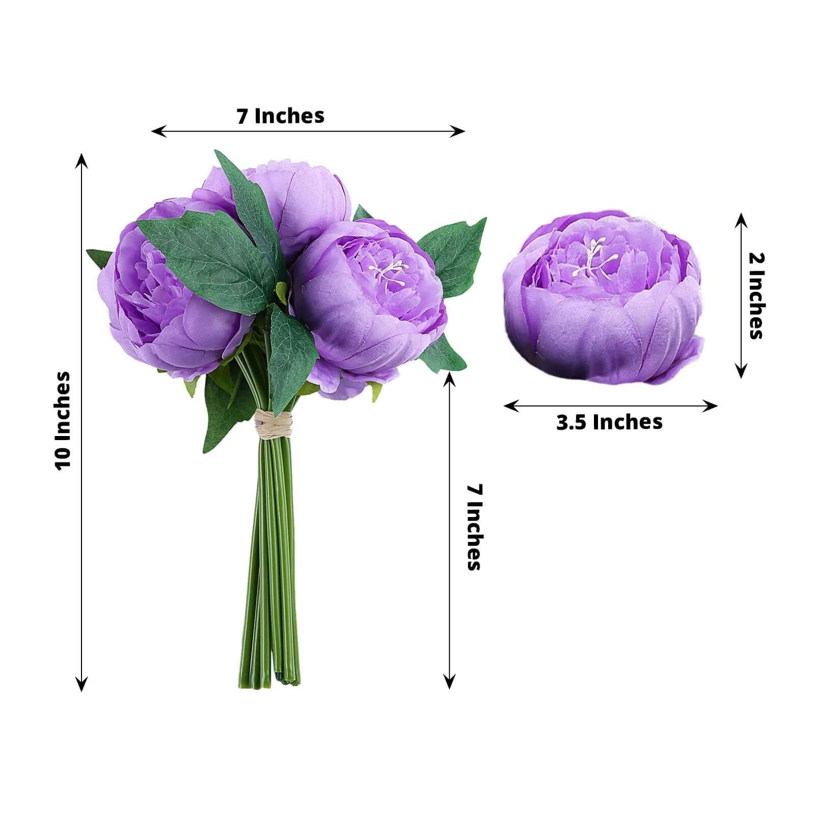 5 Flower Head Lavender Lilac Peony Bouquet Artificial Silk Peonies Spray - Image 3
