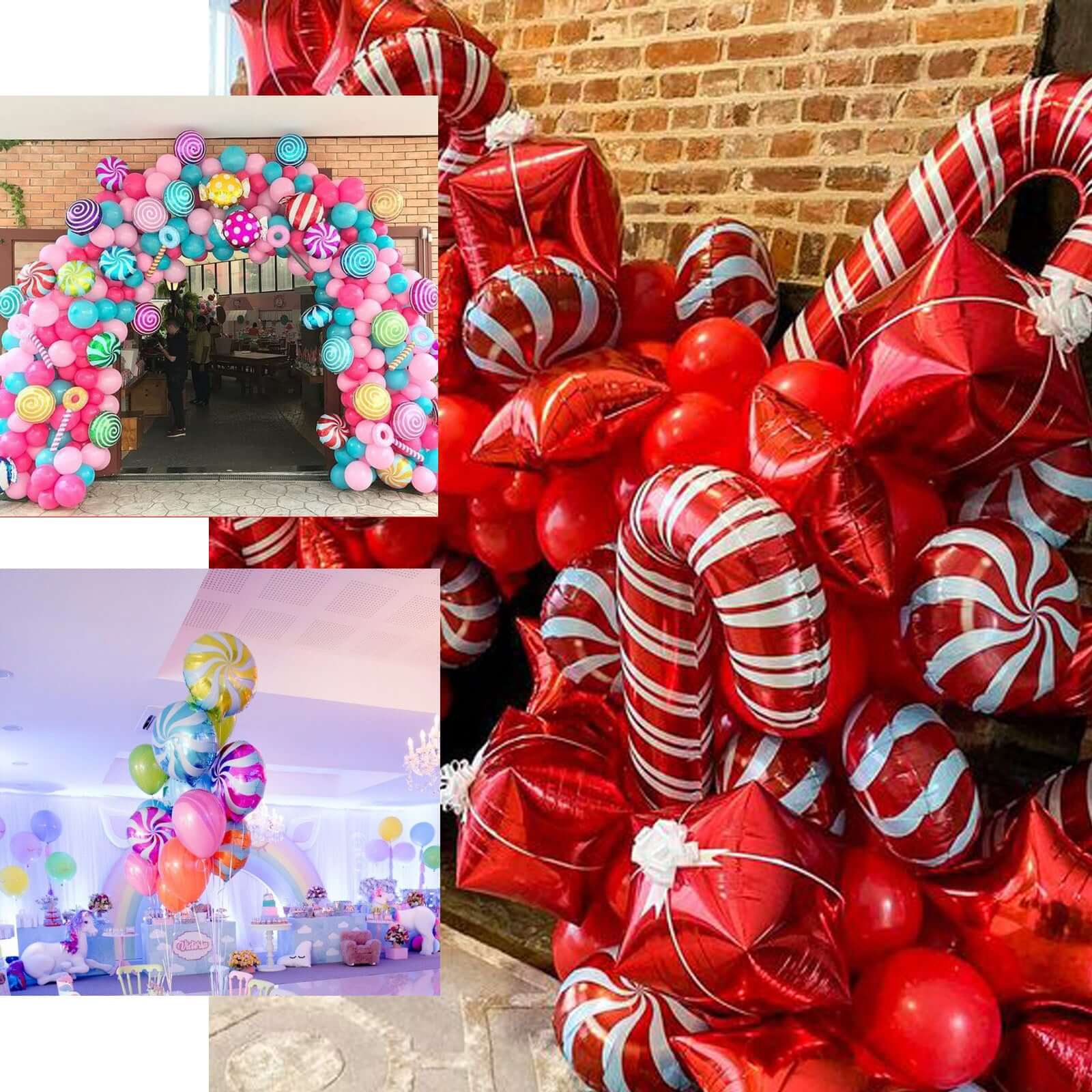 5 Pack Candy Striped Swirl Print Mylar Foil Helium/Air Balloons 13" - Image 5