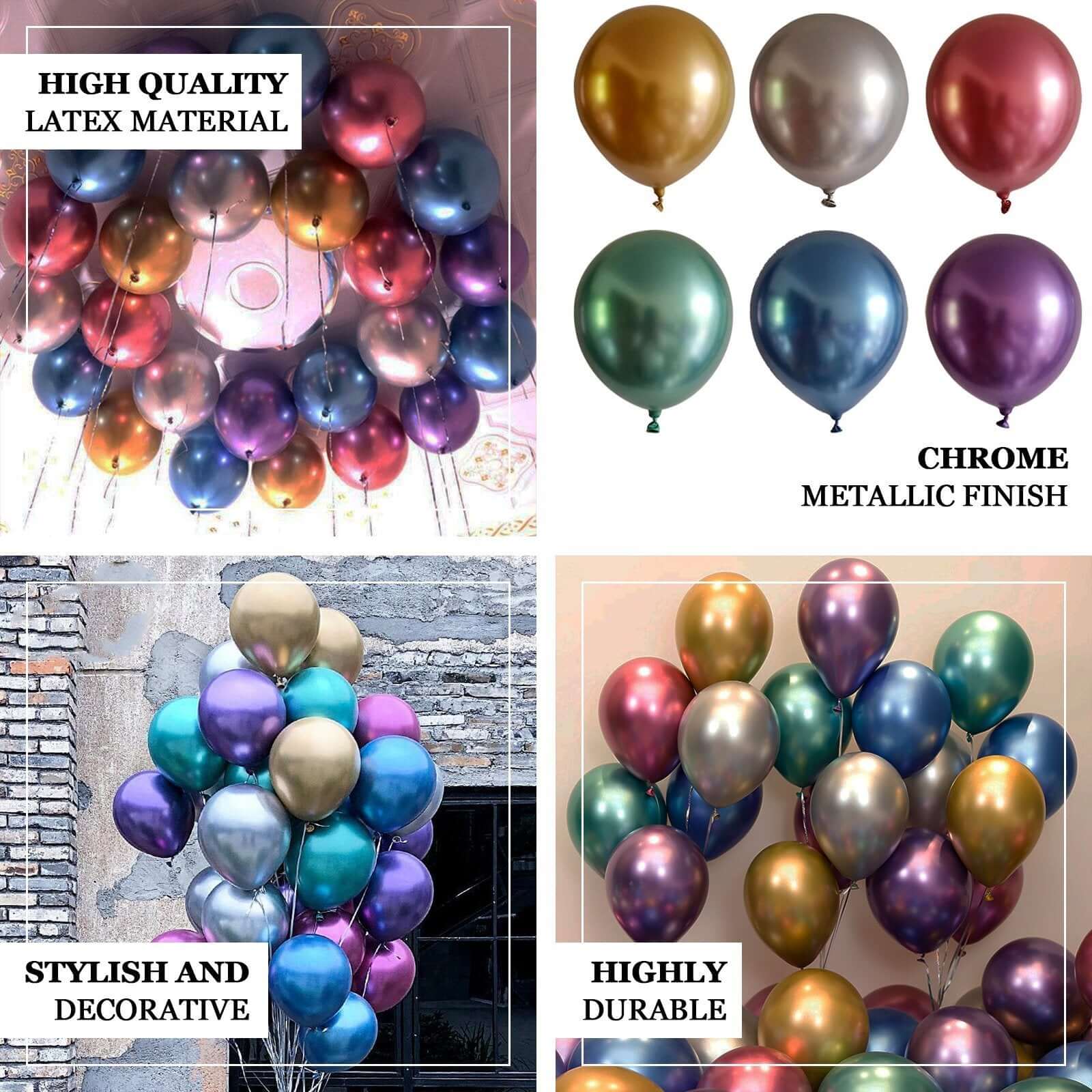 5 Pack Metallic Chrome Green Latex Helium or Air Party Balloons 18" - Image 4