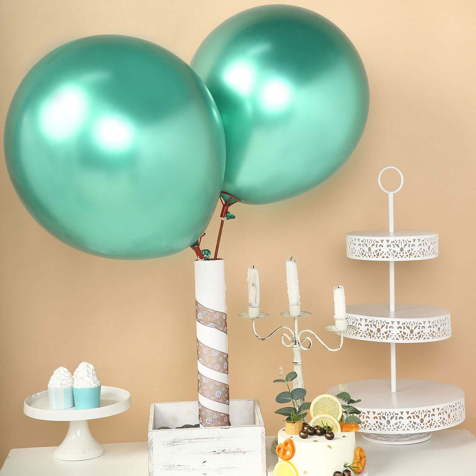 5 Pack Metallic Chrome Green Latex Helium or Air Party Balloons 18" - Image 7