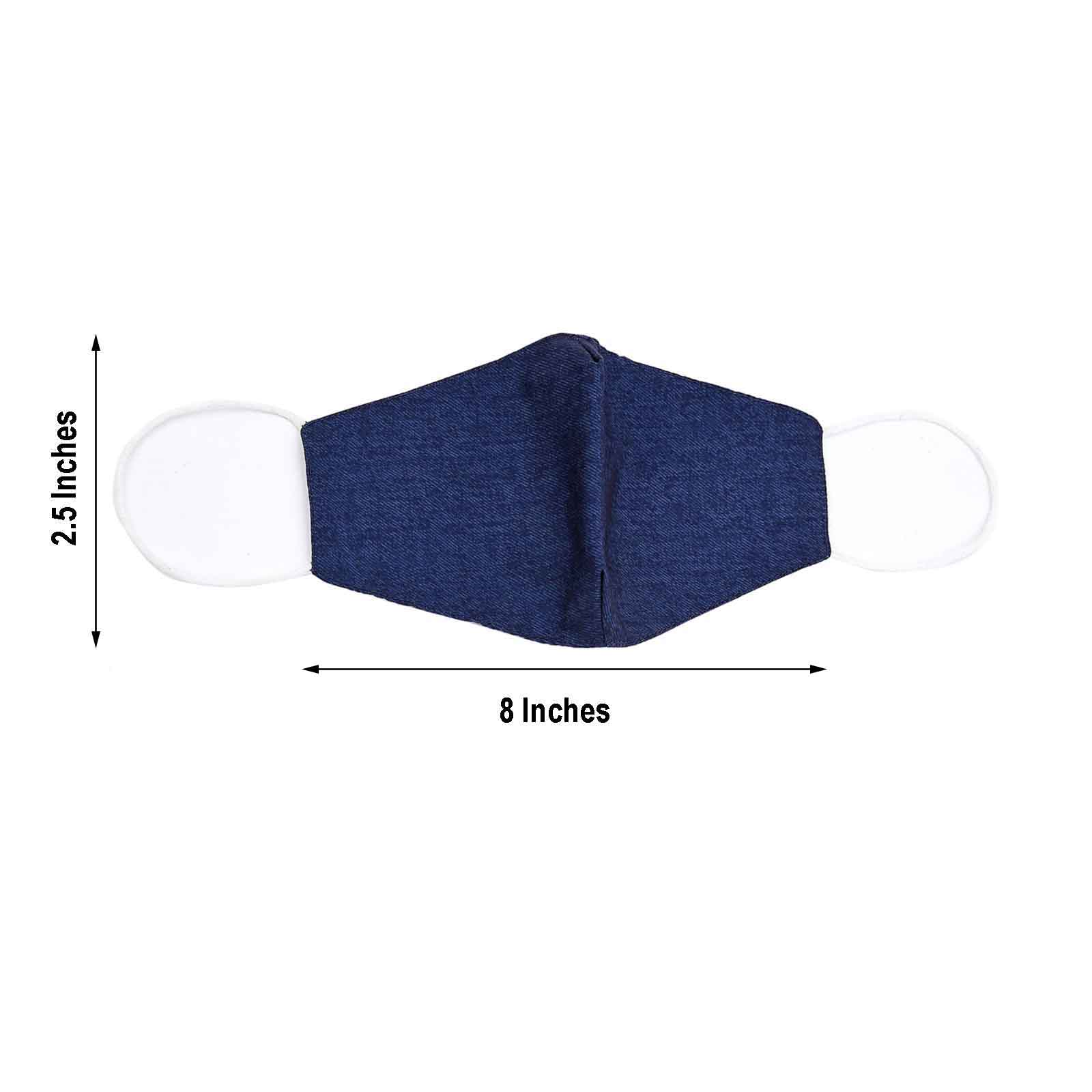 5 Pack Blue Denim Ultra Soft 100% Organic Cotton Face Masks, Reusable Fabric Masks With Soft Ear Loops 2 Ply - Image 3