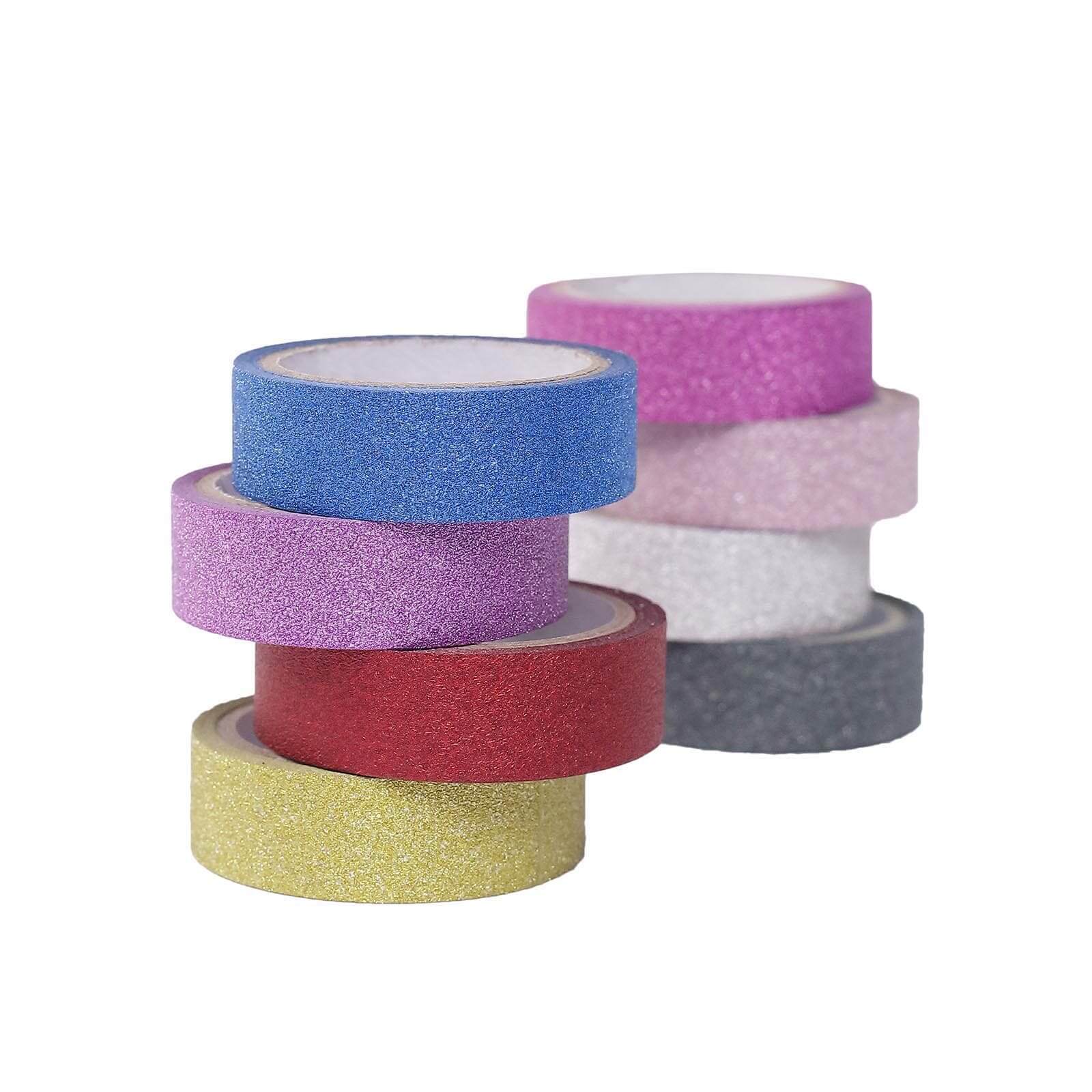 5 Pack Hot Pink Washi Glitter Tape - Self Adhesive Craft Decorative Tape 5 Yards - Image 13