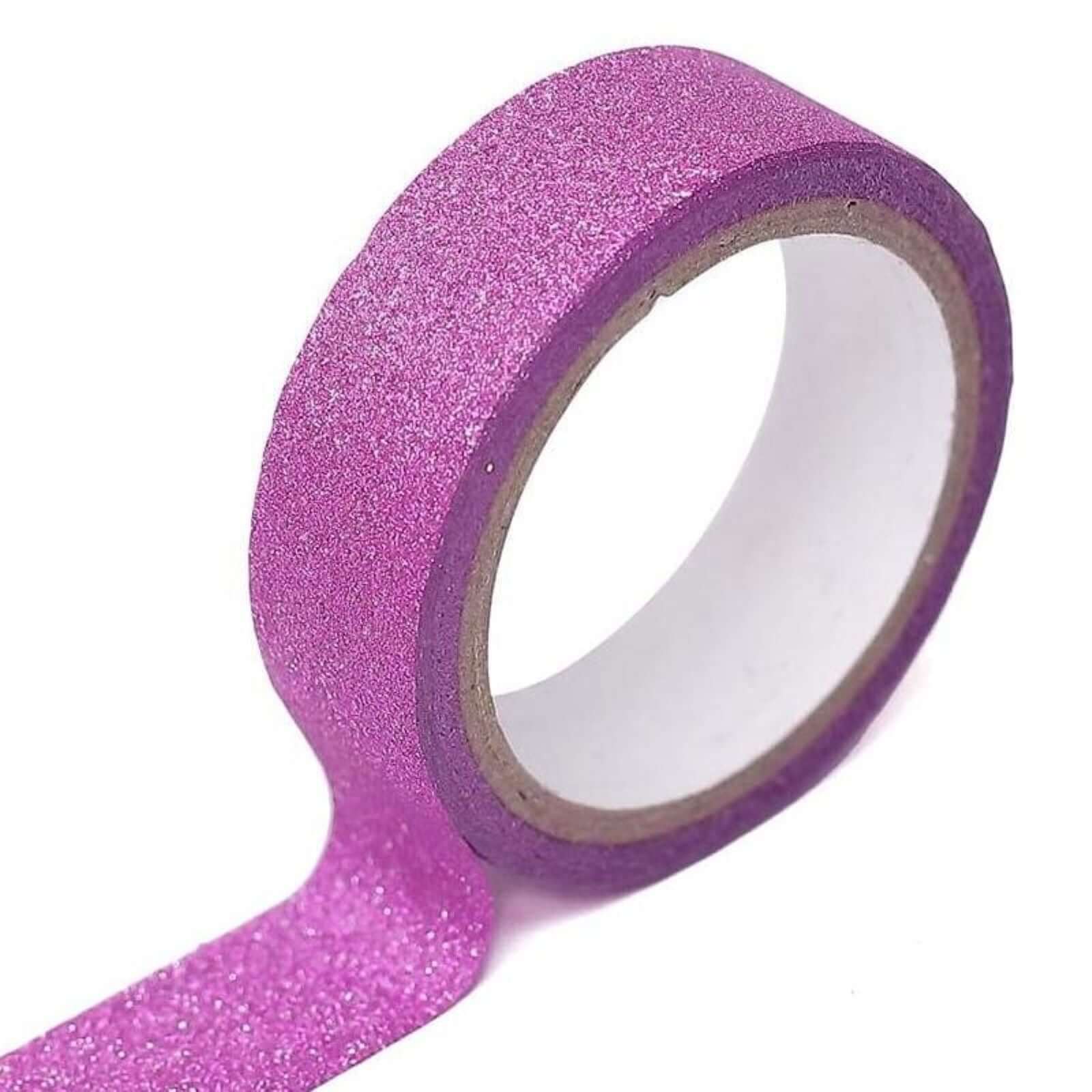 5 Pack Hot Pink Washi Glitter Tape - Self Adhesive Craft Decorative Tape 5 Yards - Image 14
