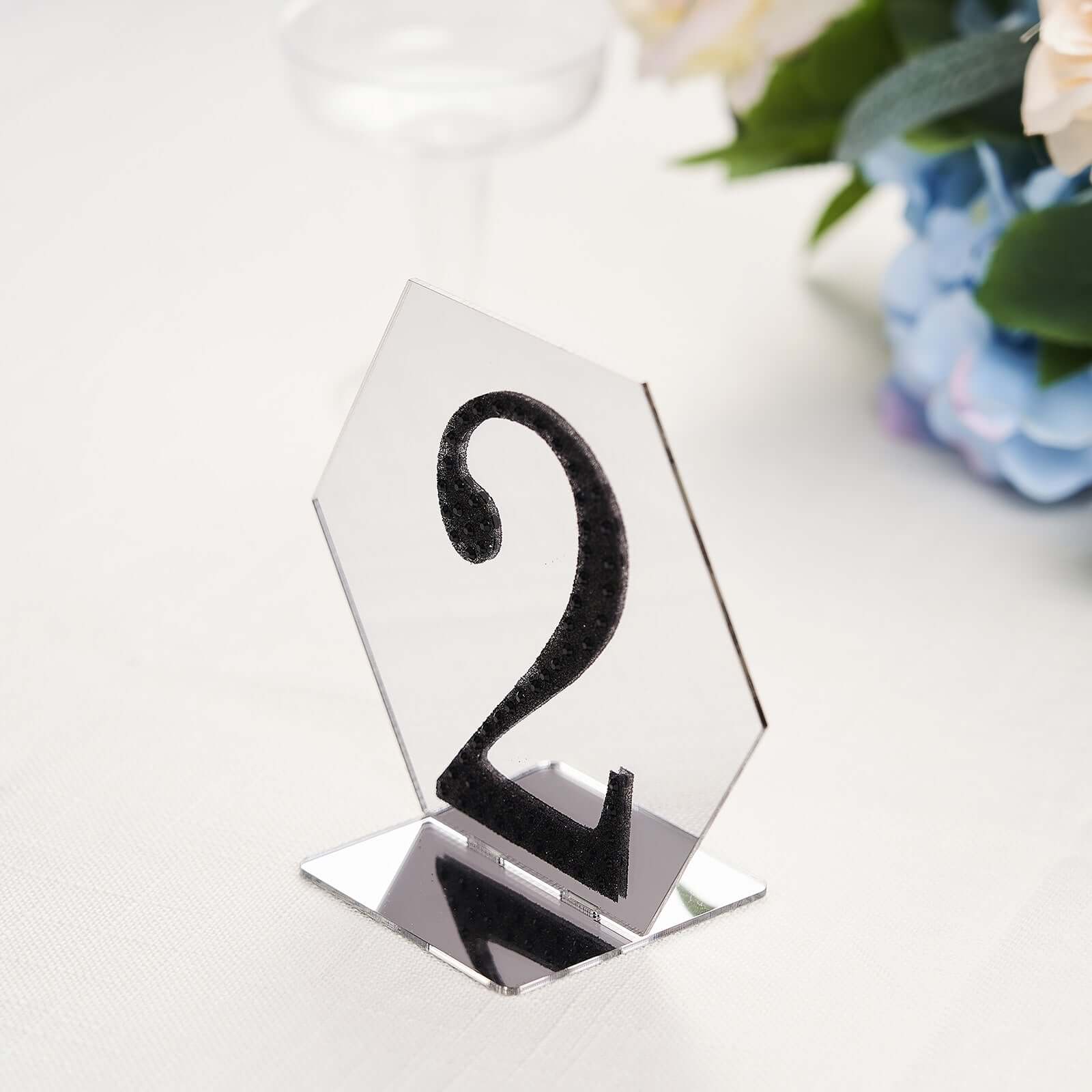 5-Pack Acrylic Table Sign Holders 5", Silver Hexagon Design - Perfect for Wedding Table Numbers and Menus - Image 10