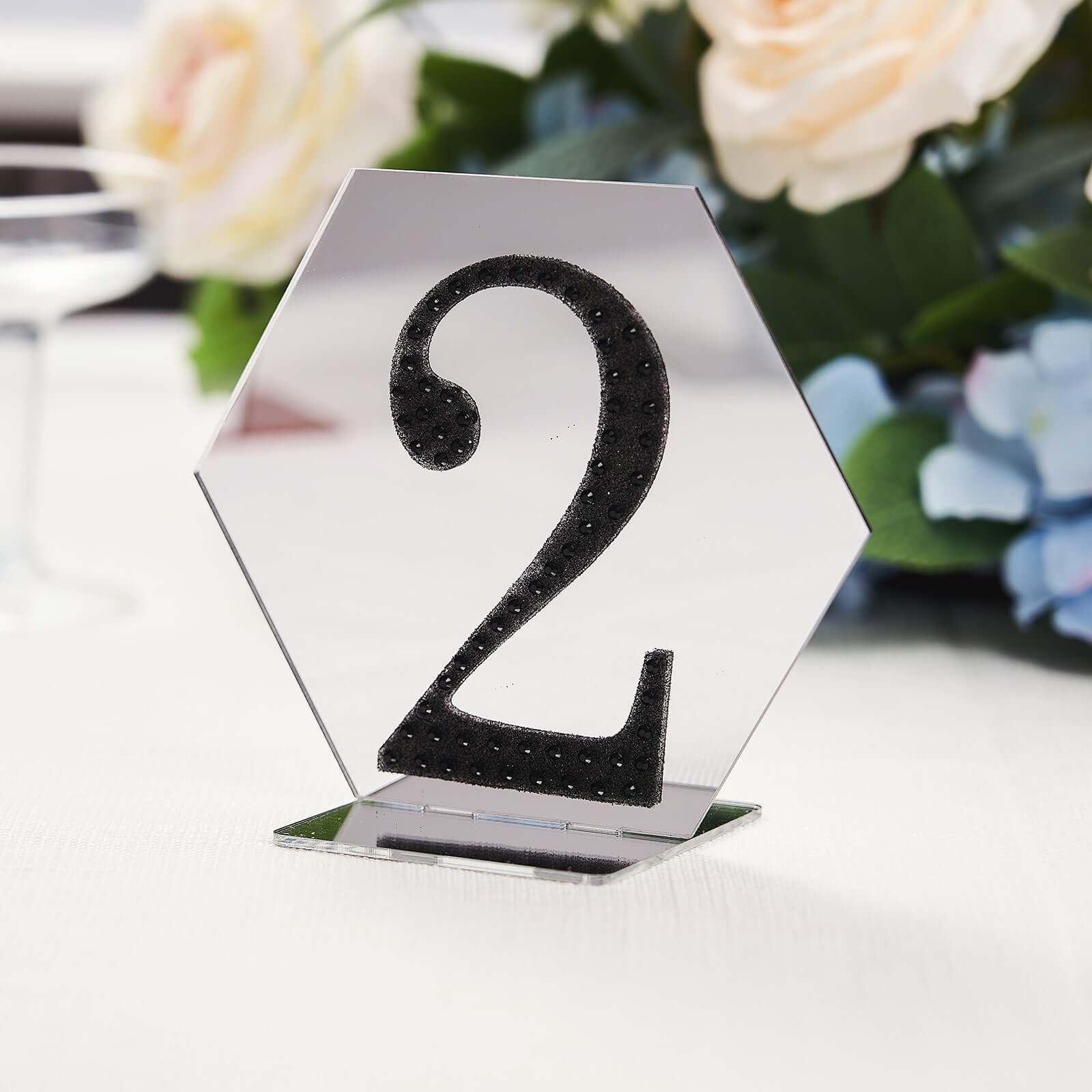 5-Pack Acrylic Table Sign Holders 5", Silver Hexagon Design - Perfect for Wedding Table Numbers and Menus - Image 11