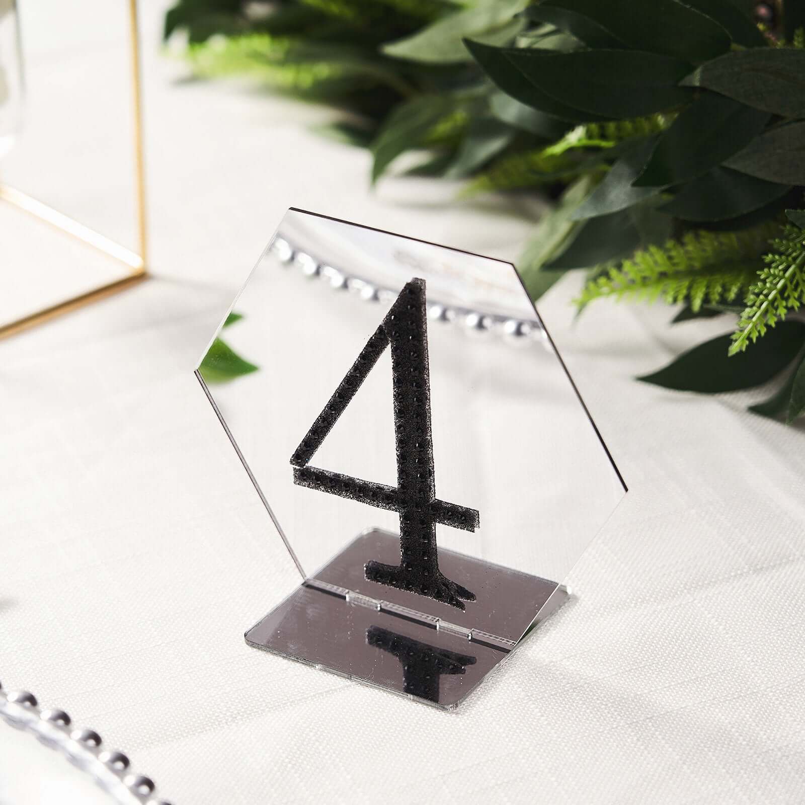 5-Pack Acrylic Table Sign Holders 5", Silver Hexagon Design - Perfect for Wedding Table Numbers and Menus - Image 13