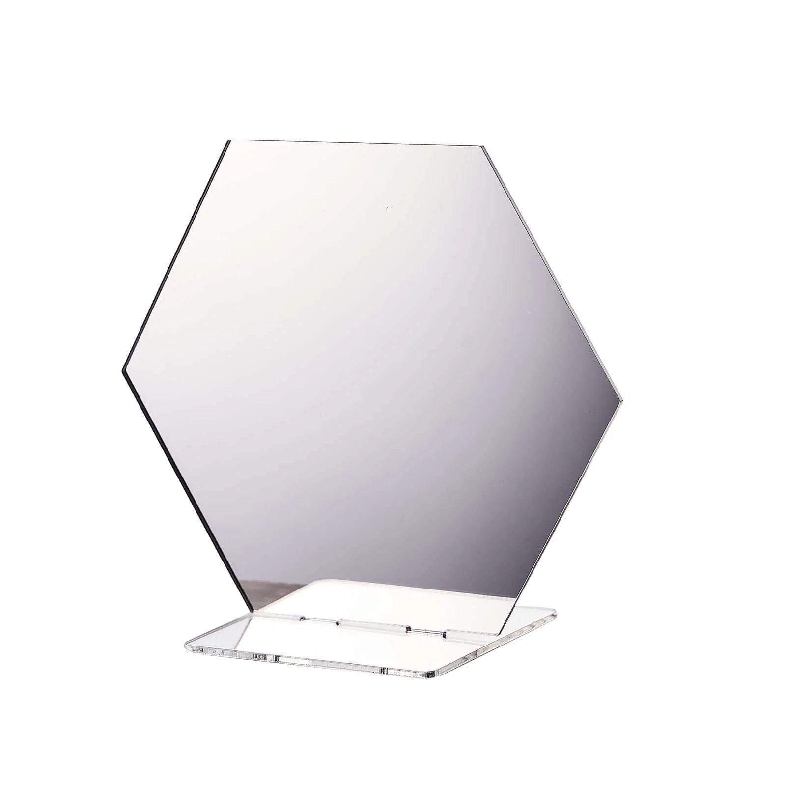 5-Pack Acrylic Table Sign Holders 5", Silver Hexagon Design - Perfect for Wedding Table Numbers and Menus - Image 7
