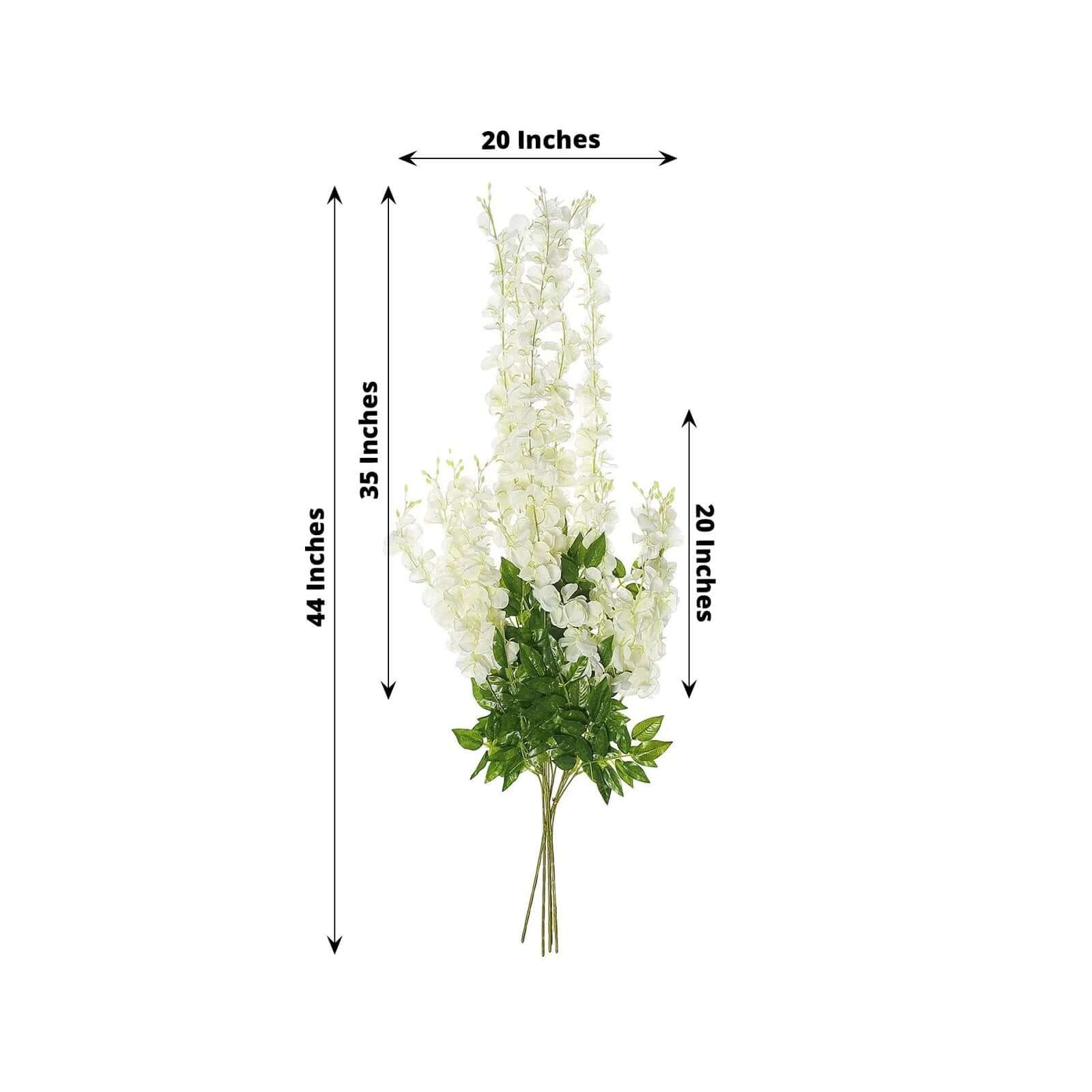 5 Pack Artificial Silk Hanging Wisteria Flower Garland Vines in Cream, 3 Strands in 1 Bush - 44" - Image 3