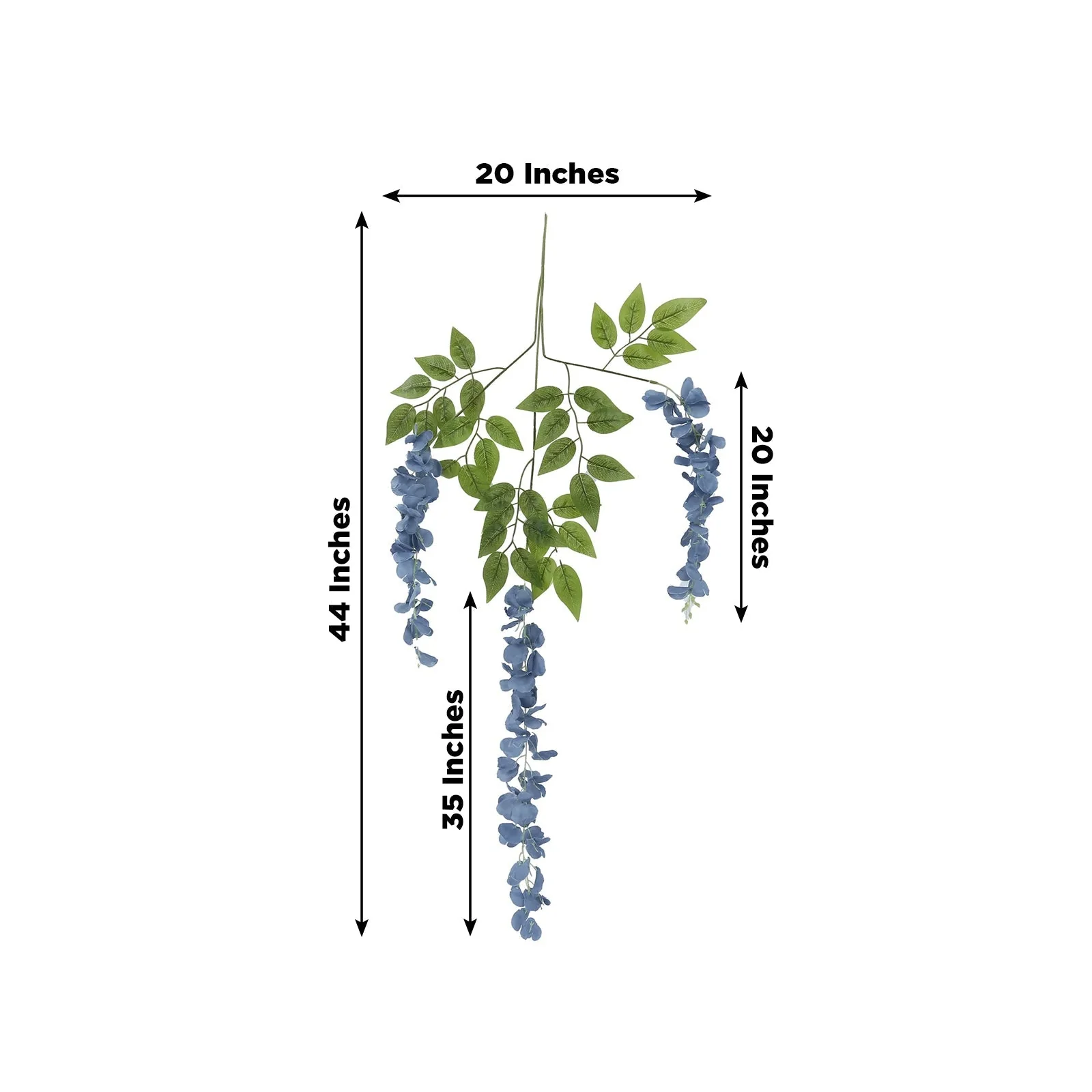 5 Pack Artificial Silk Hanging Wisteria Flower Garland Vines in Dusty Blue, 3 Strands in 1 Bush - 44" - Image 2