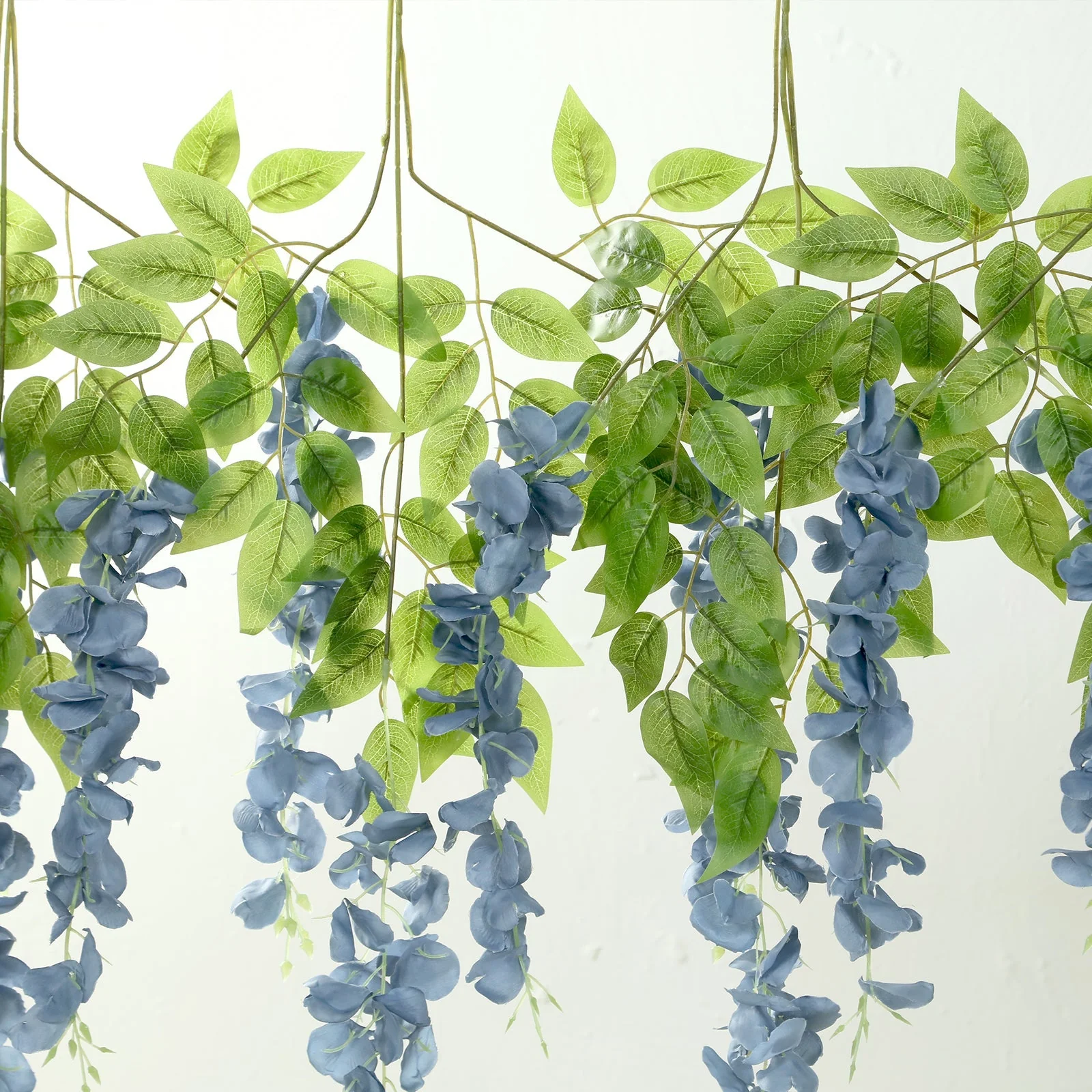 5 Pack Artificial Silk Hanging Wisteria Flower Garland Vines in Dusty Blue, 3 Strands in 1 Bush - 44" - Image 8