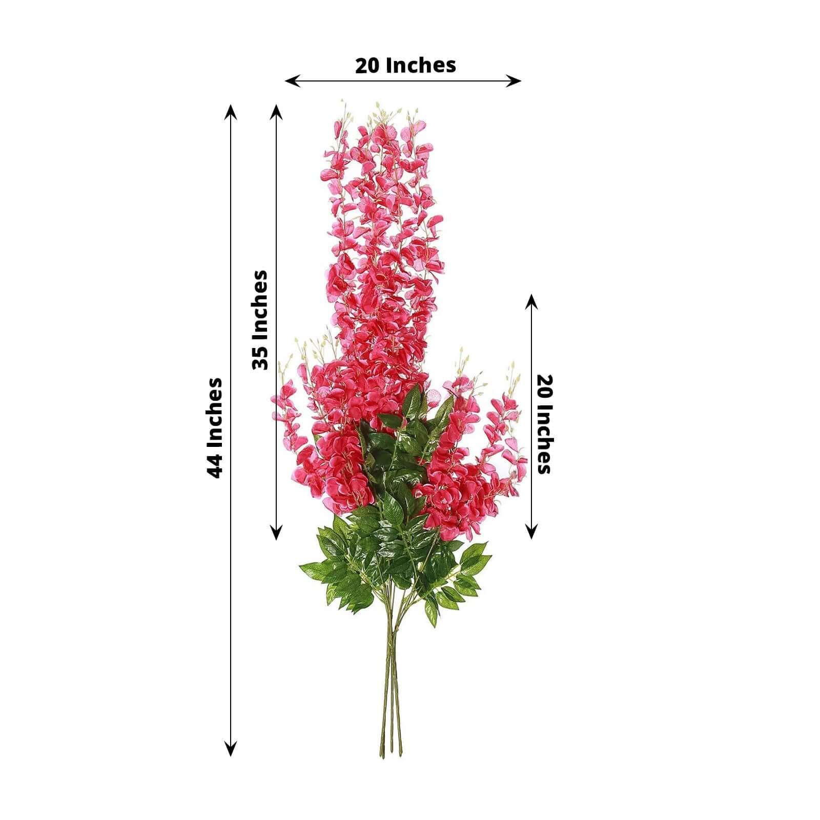 5 Pack Artificial Silk Hanging Wisteria Flower Garland Vines in Fuchsia, 3 Strands in 1 Bush - 44" - Image 3