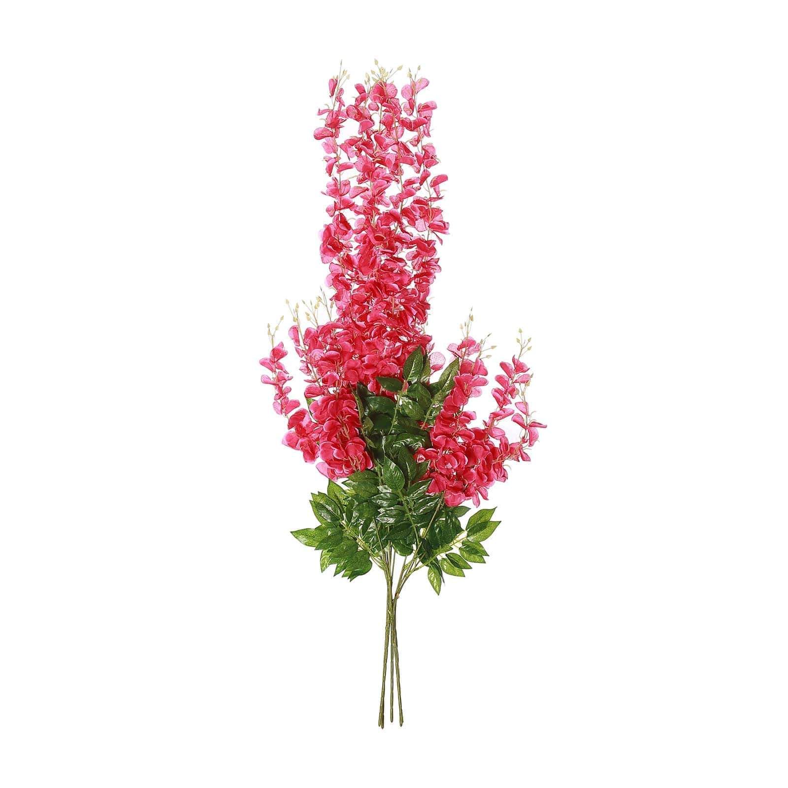5 Pack Artificial Silk Hanging Wisteria Flower Garland Vines in Fuchsia, 3 Strands in 1 Bush - 44" - Image 6
