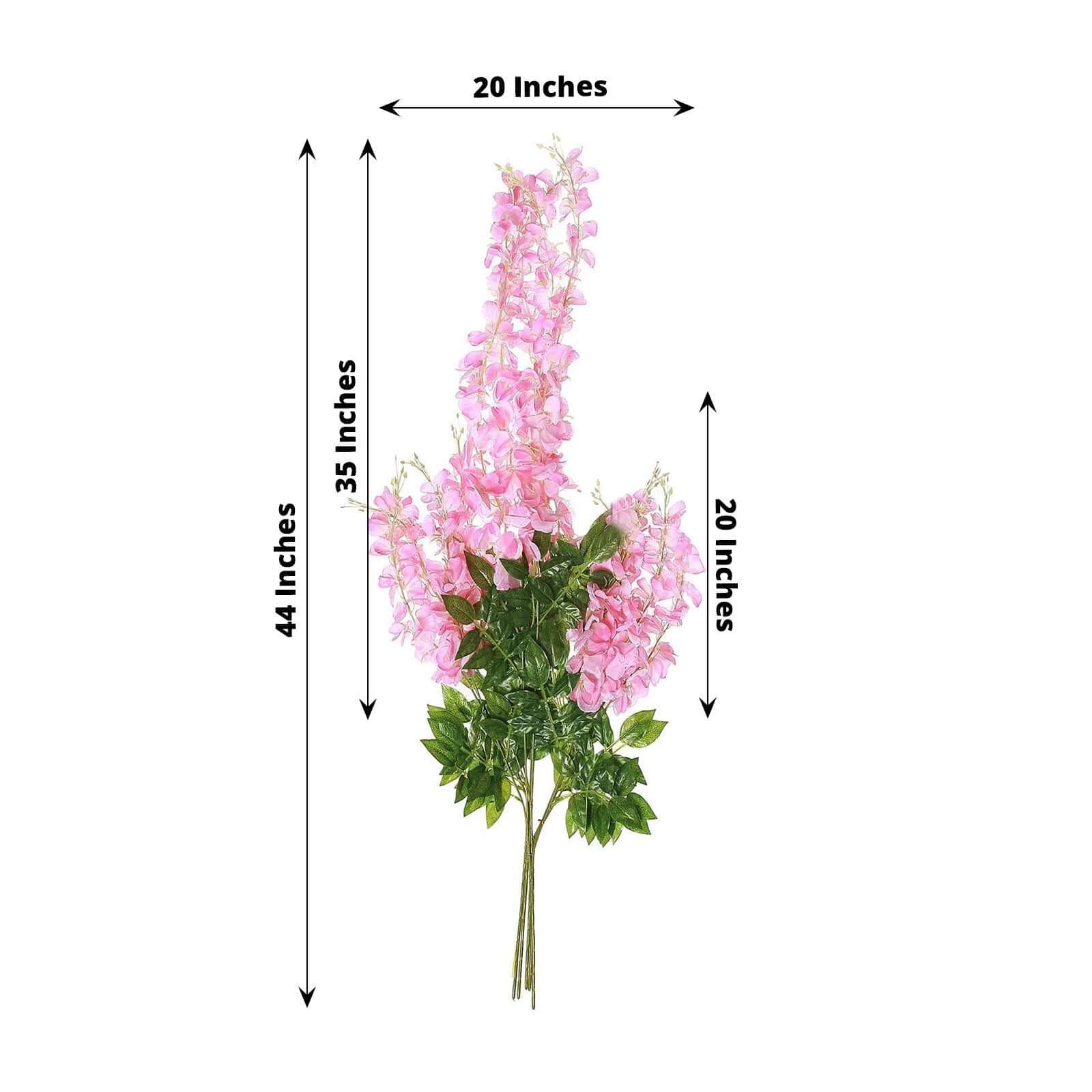 5 Pack Artificial Silk Hanging Wisteria Flower Garland Vines in Pink, 3 Strands in 1 Bush - 44" - Image 3