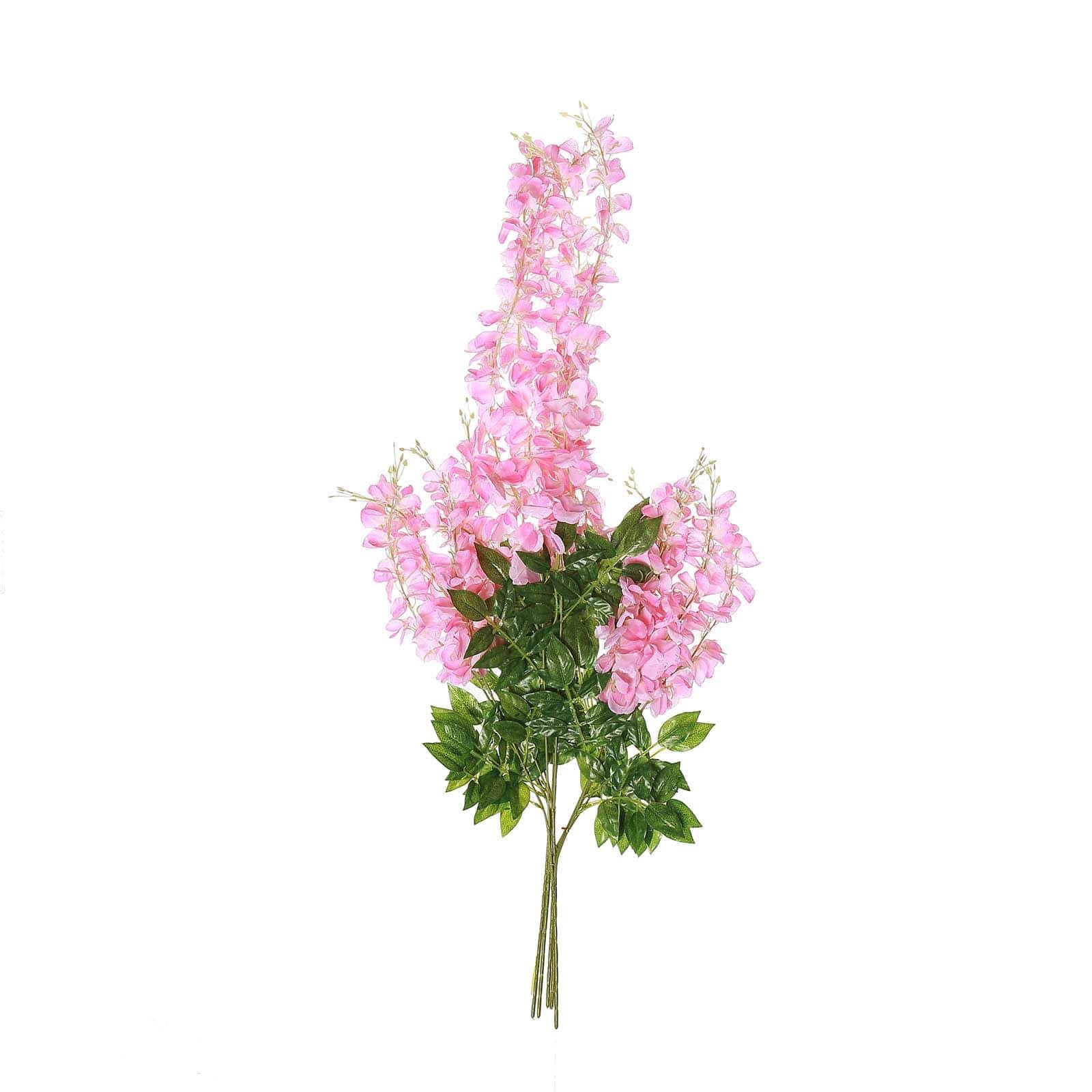 5 Pack Artificial Silk Hanging Wisteria Flower Garland Vines in Pink, 3 Strands in 1 Bush - 44" - Image 6