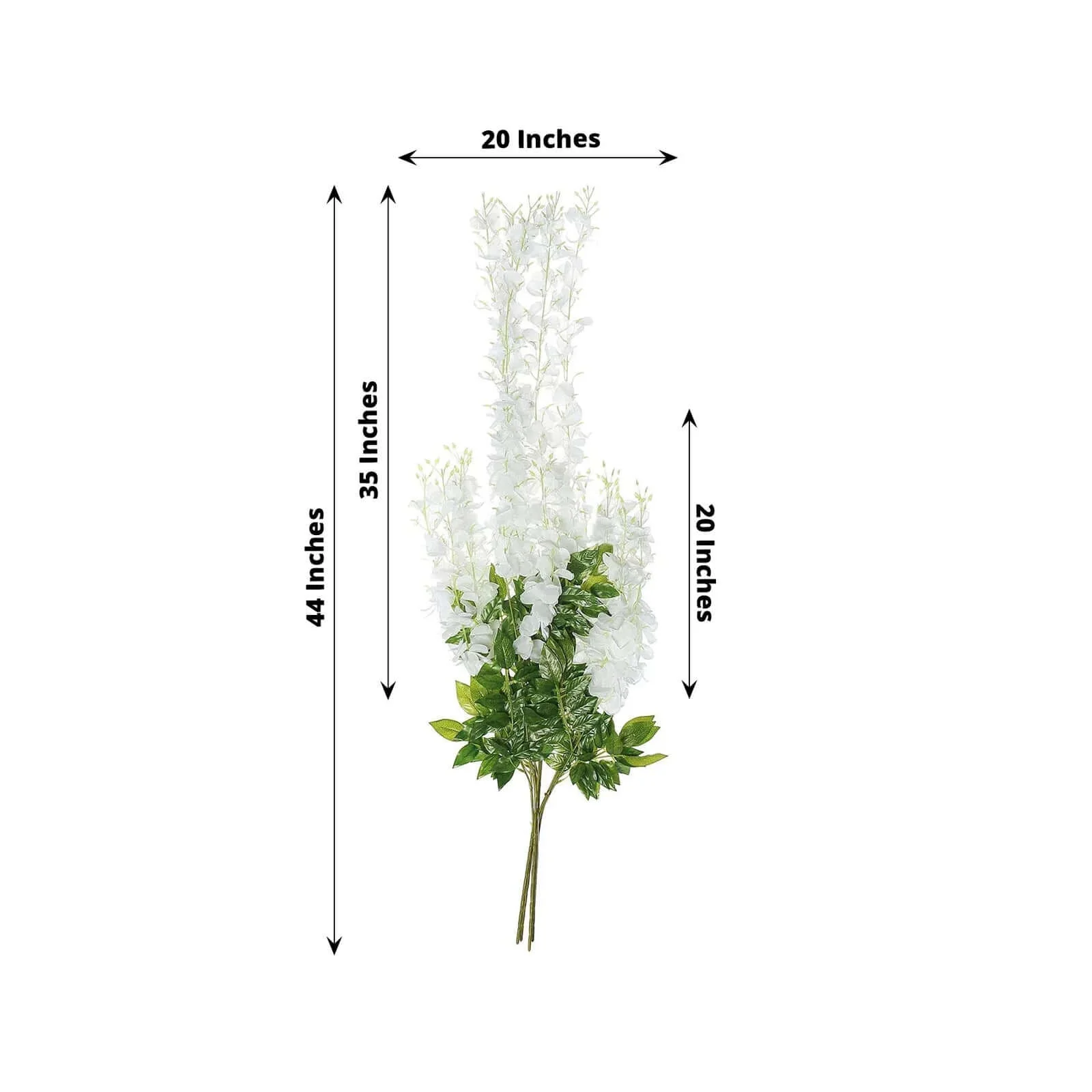 5 Pack Artificial Silk Hanging Wisteria Flower Garland Vines in White, 3 Strands in 1 Bush - 44" - Image 3