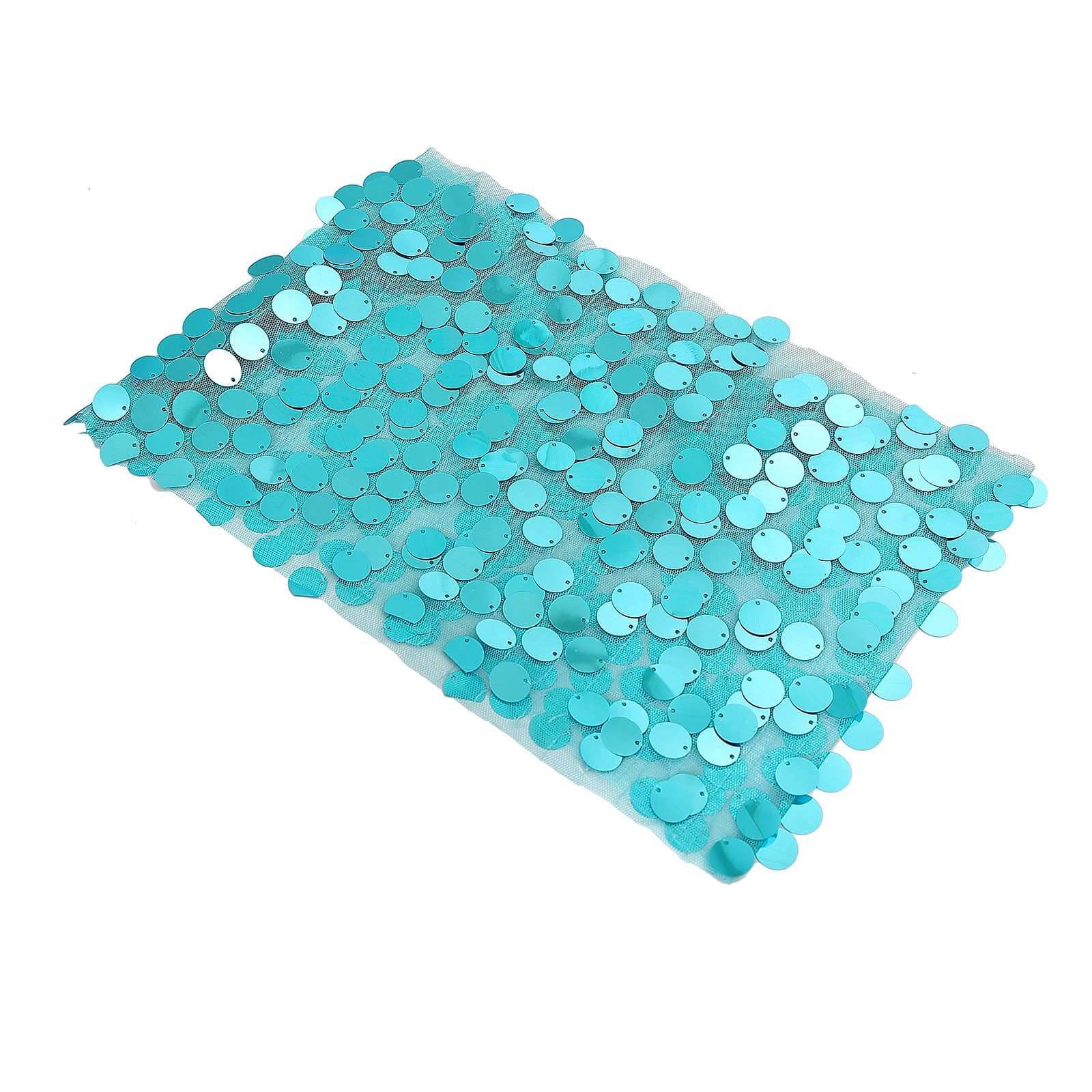 5 Pack Big Payette Sequin Chair Sash Bands 13"x10" Turquoise - Radiant Decorative Design - Image 8