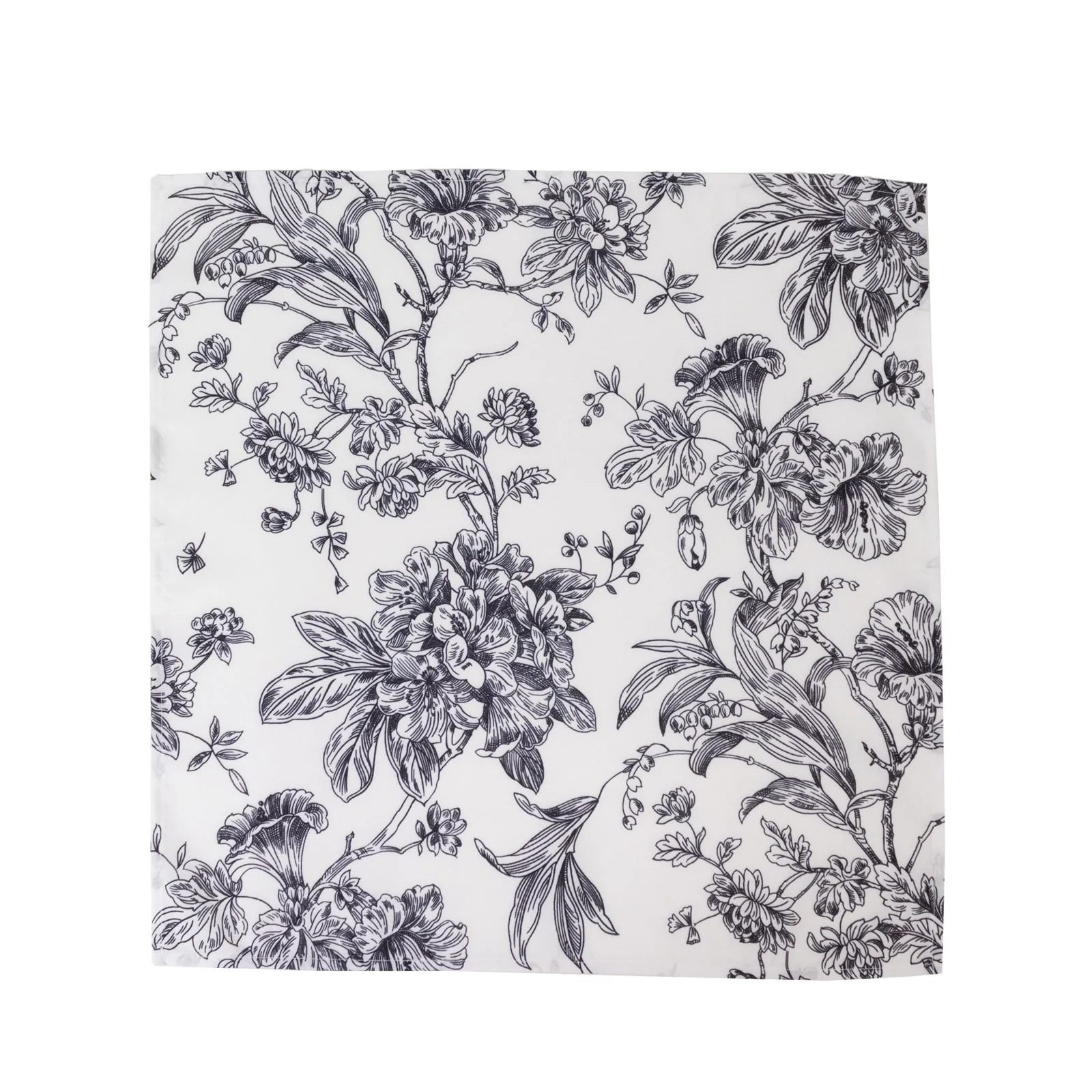 5 Pack Polyester Dinner Napkins 20"x20" White with Black French Toile Pattern - Chic Floral Cloth Napkins - Image 7