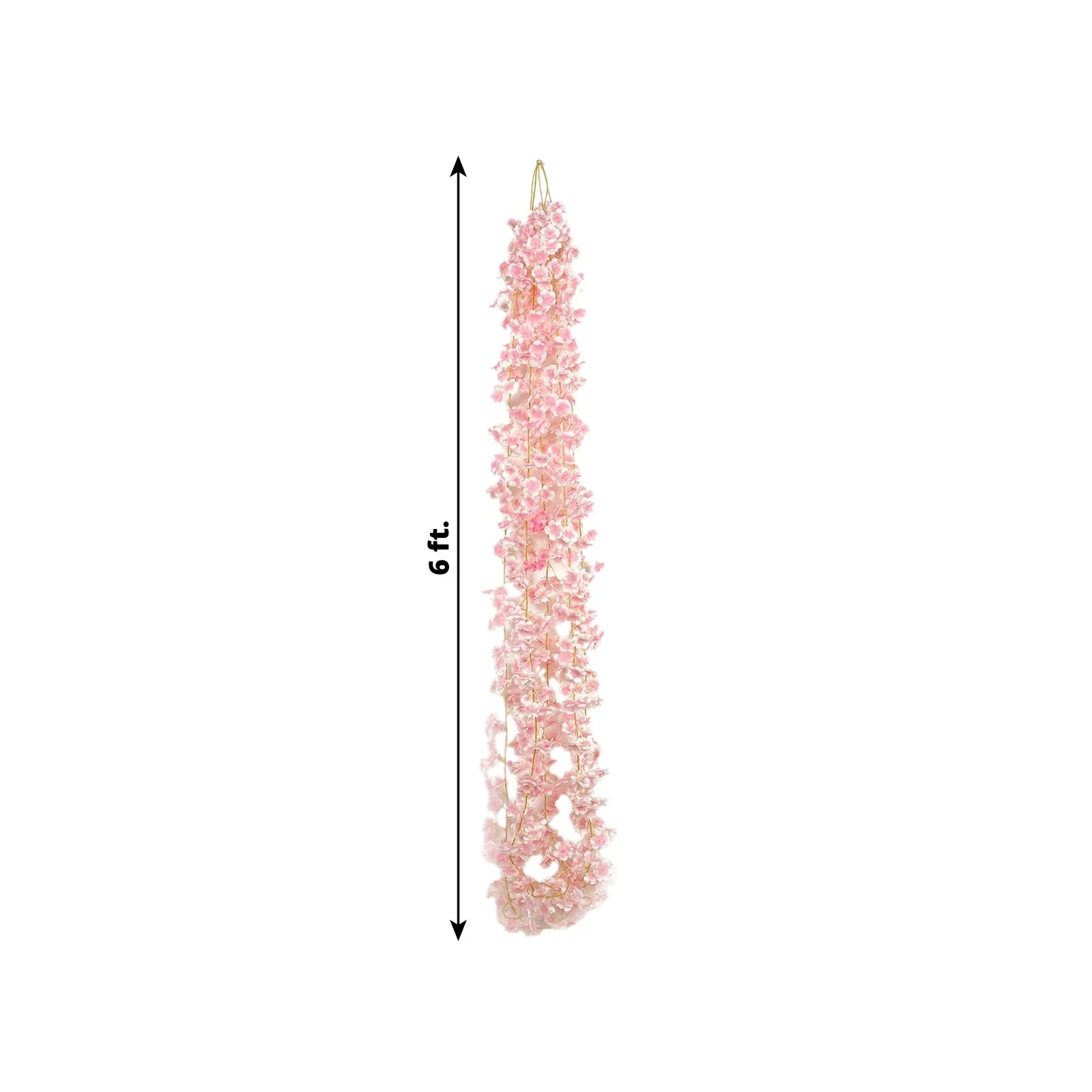 5 Pack Blush Artificial Cherry Blossom Flowers Garland, Silk Floral Hanging Vines - 6ft - Image 3