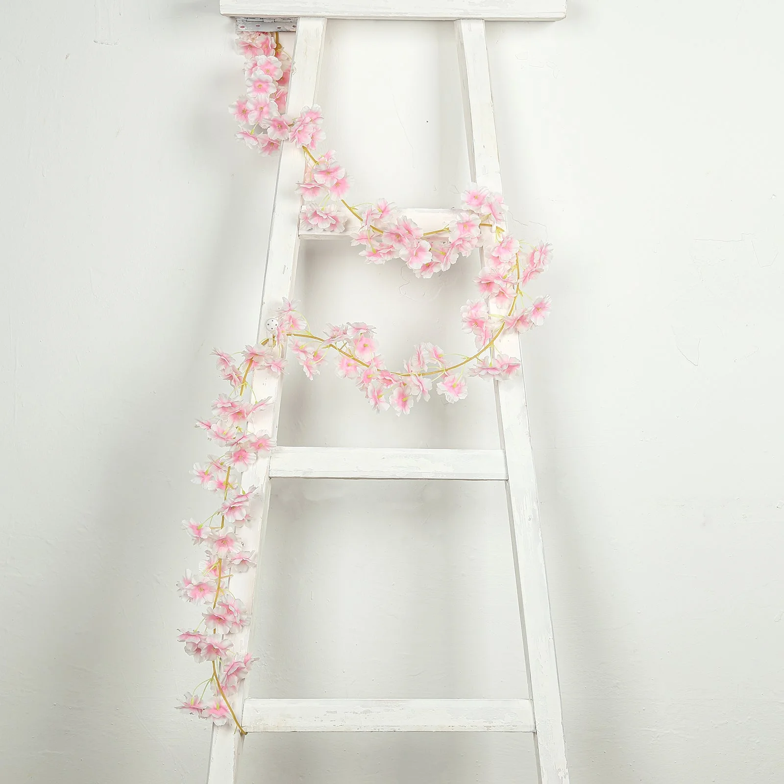 5 Pack Blush Artificial Cherry Blossom Flowers Garland, Silk Floral Hanging Vines - 6ft - Image 7