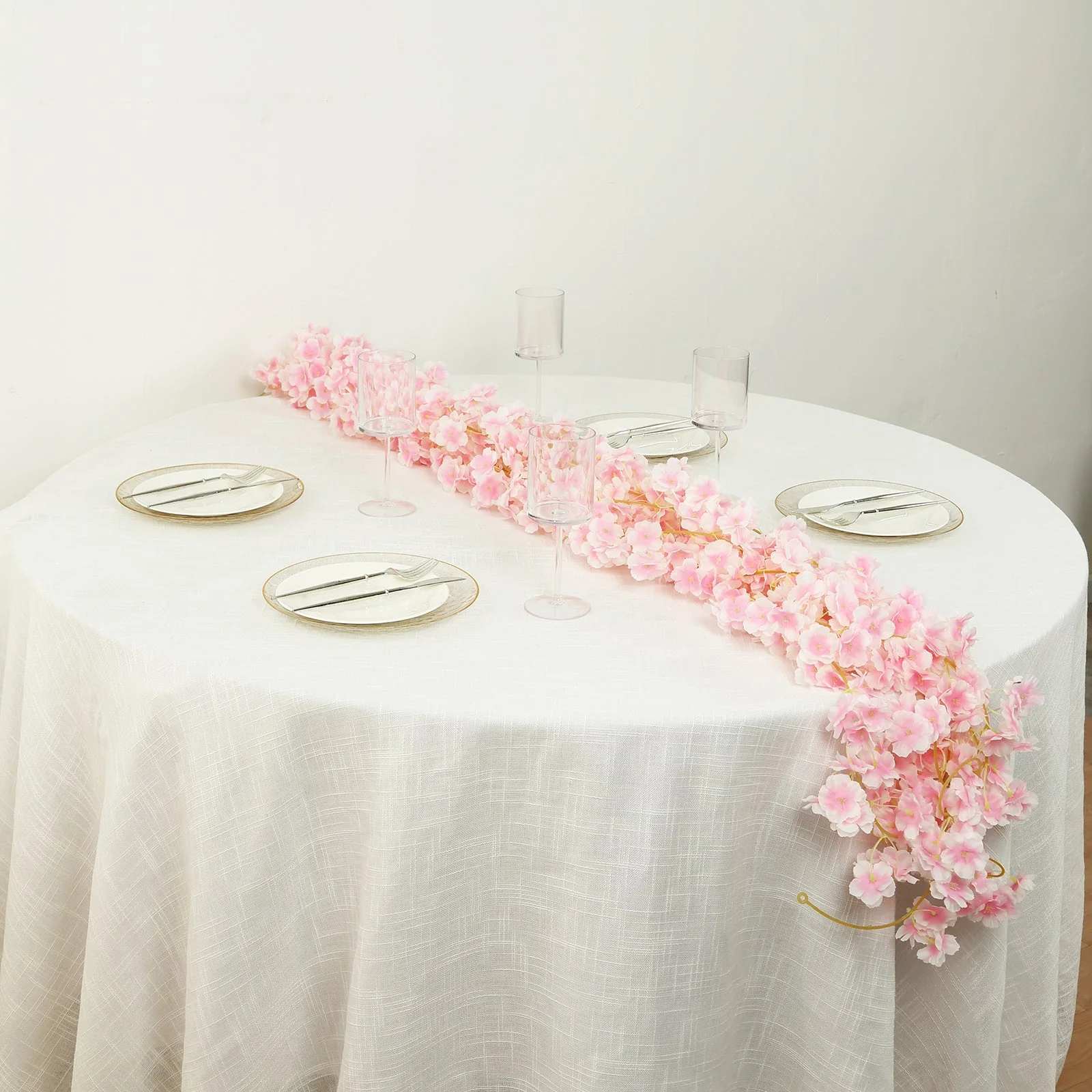 5 Pack Blush Artificial Cherry Blossom Flowers Garland, Silk Floral Hanging Vines - 6ft - Image 9
