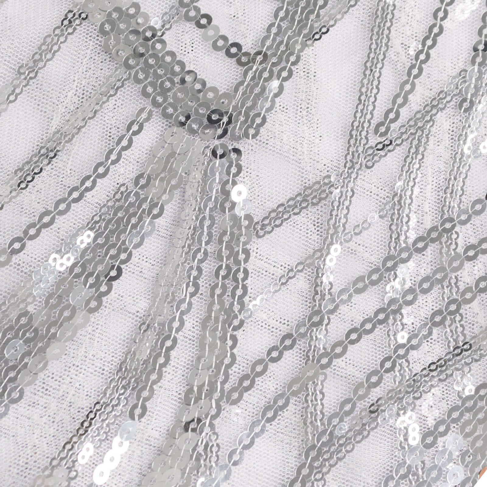 5 Pack Chair Sash Bands Silver Wave with Embroidered Sequins - Glittering Decorative Design - Image 8