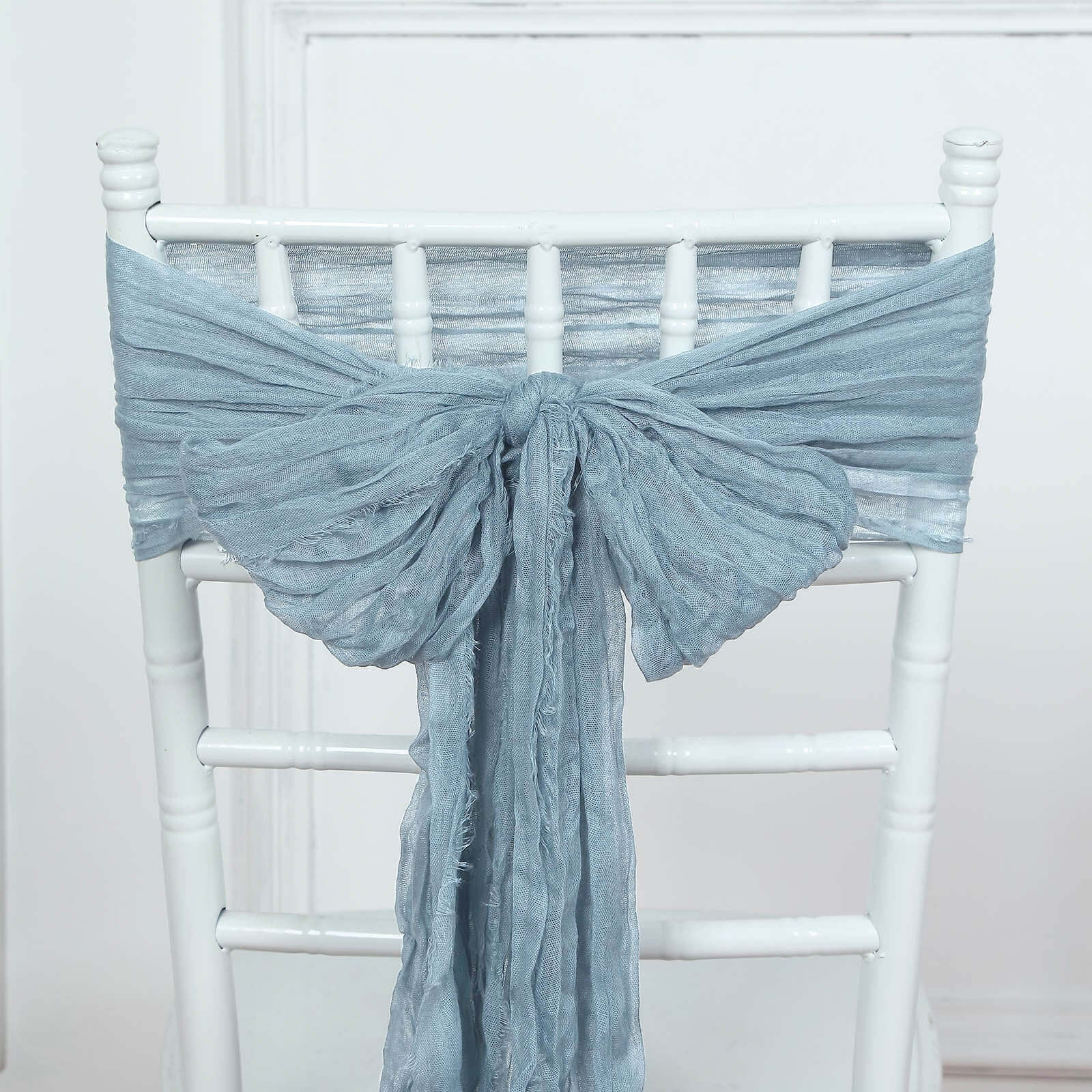 5 Pack Cheesecloth Gauze Chair Sashes 16"x88" Dusty Blue - Boho Decorative Accent - Image 2