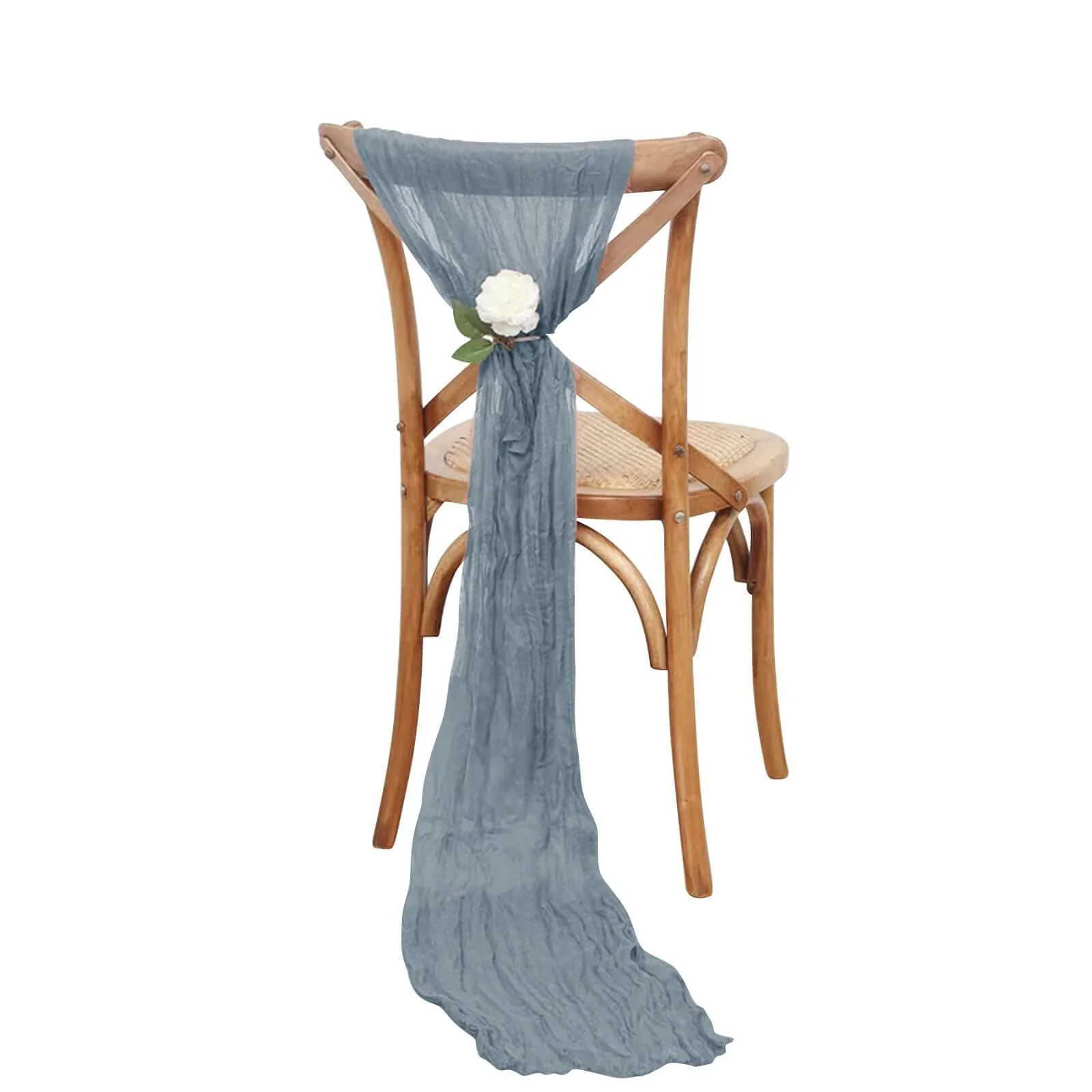 5 Pack Cheesecloth Gauze Chair Sashes 16"x88" Dusty Blue - Boho Decorative Accent - Image 6