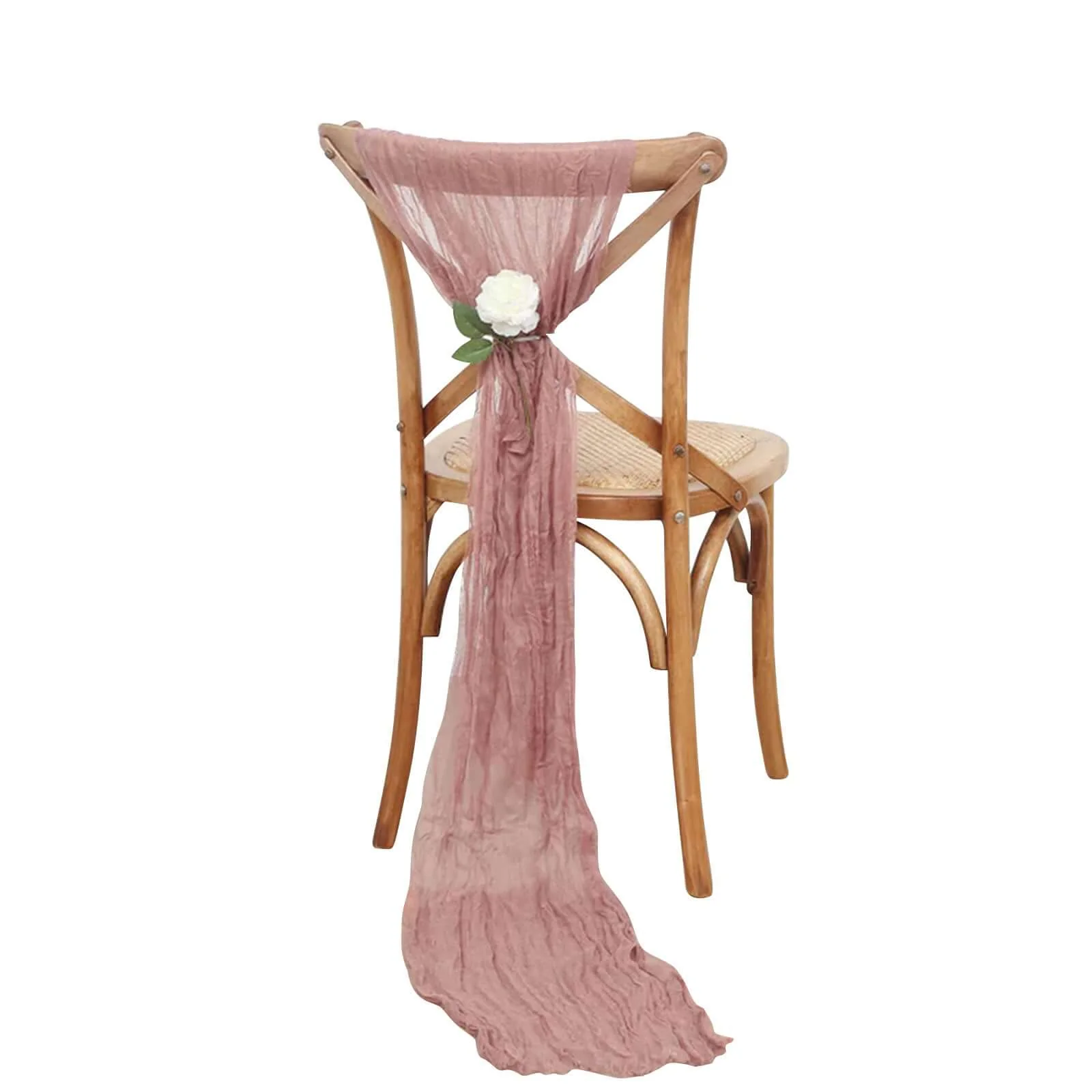5 Pack Cheesecloth Gauze Chair Sashes 16"x88" Dusty Rose - Boho Decorative Accent - Image 6